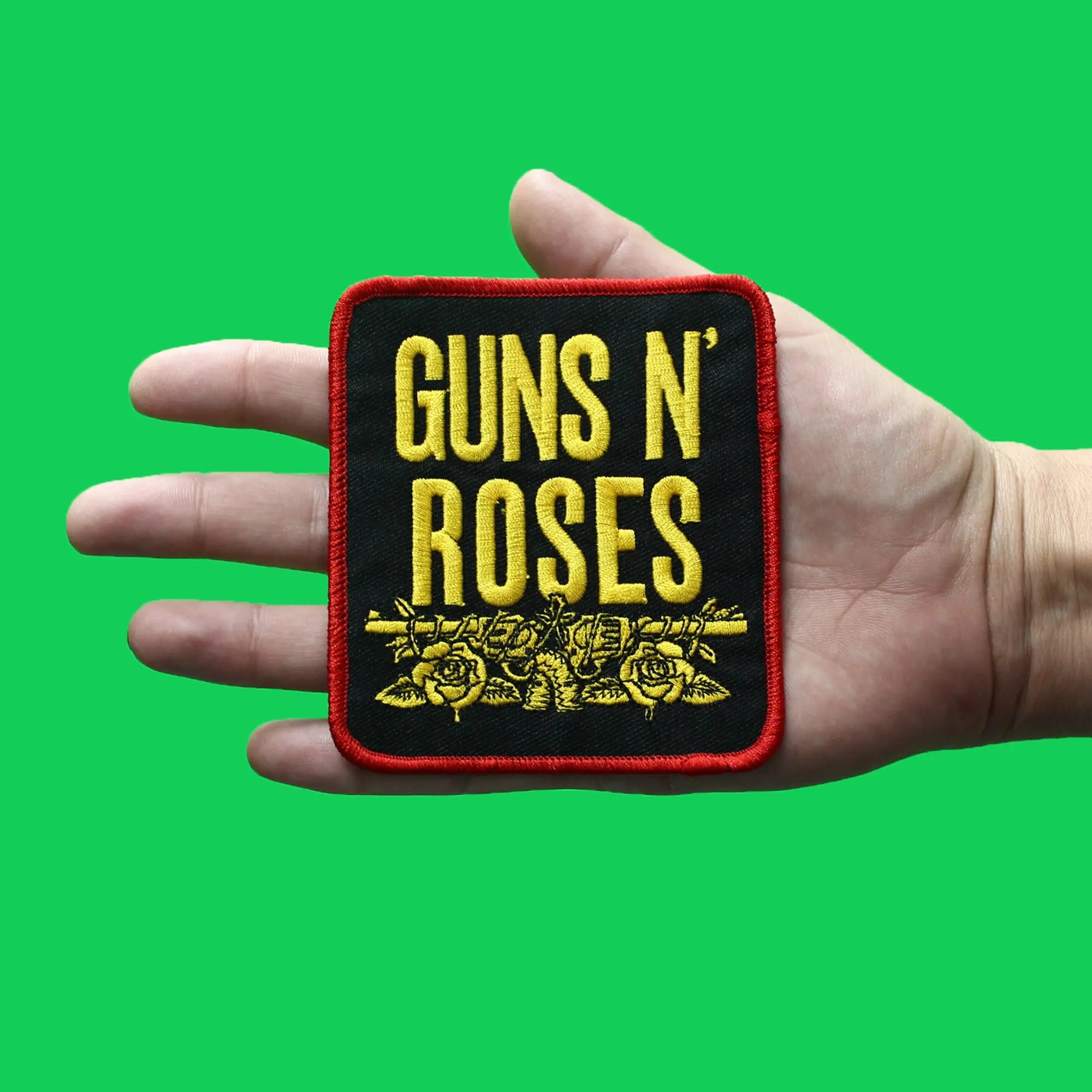 Guns N' Roses Stacked Black Patch Rock Red Border Embroidered Iron On