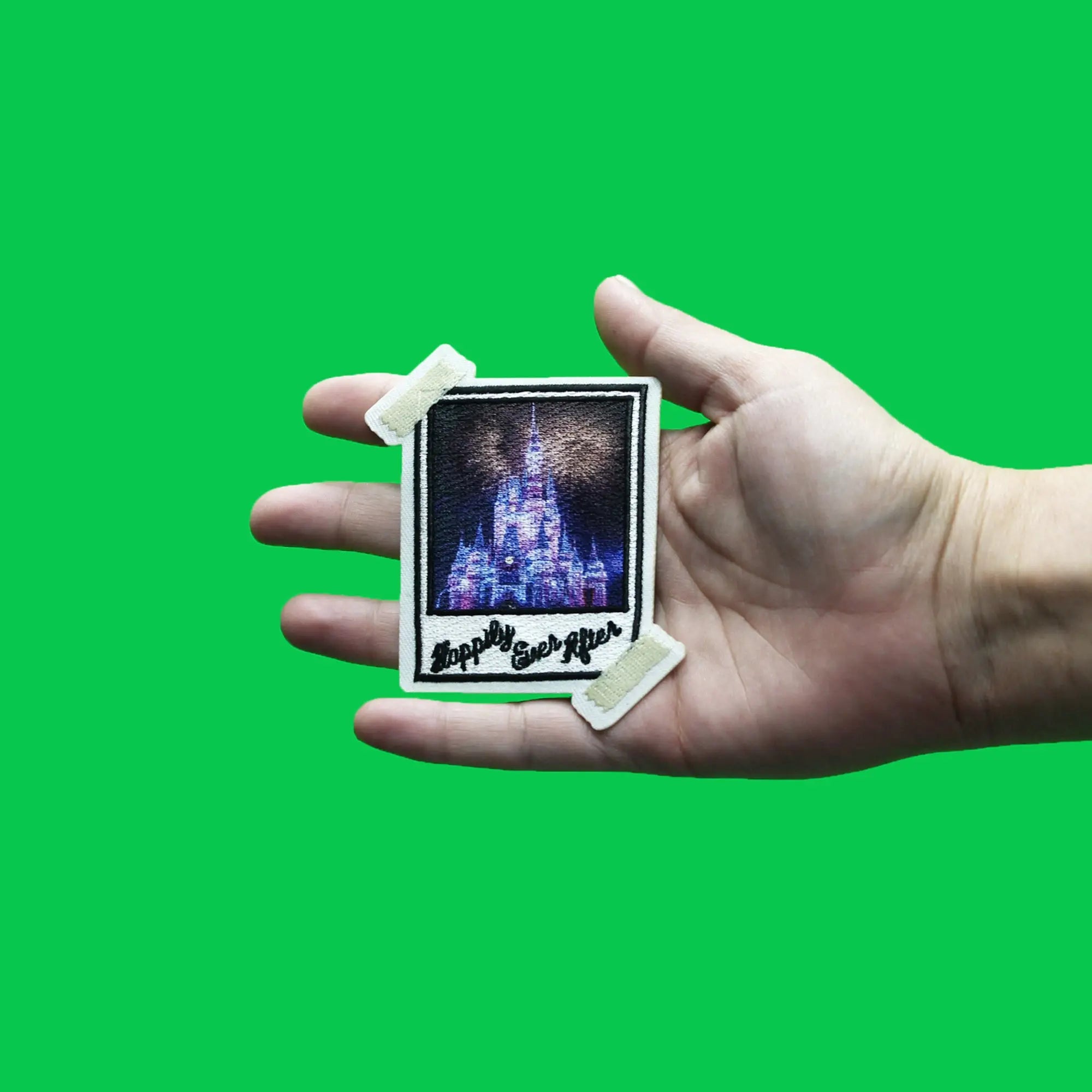 Happily Ever After Polaroid Patch Scrapbook Memory Castle Embroidered Iron on