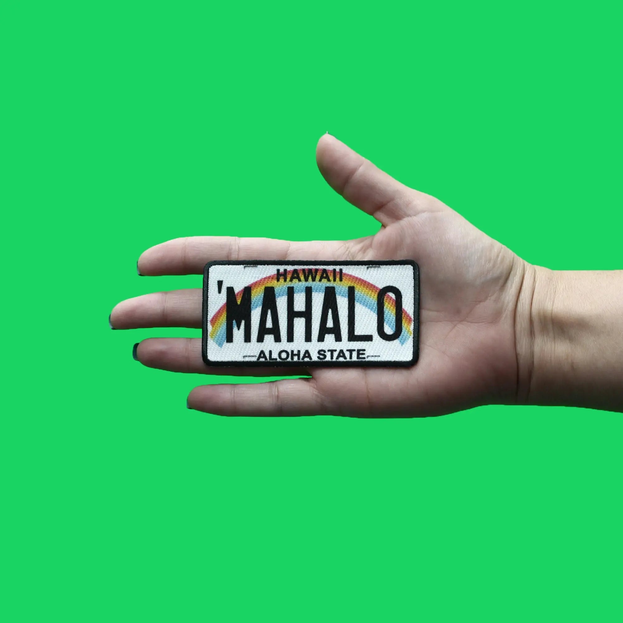 Hawaii Mahalo License Plate Patch Aloha State Embroidered Iron On