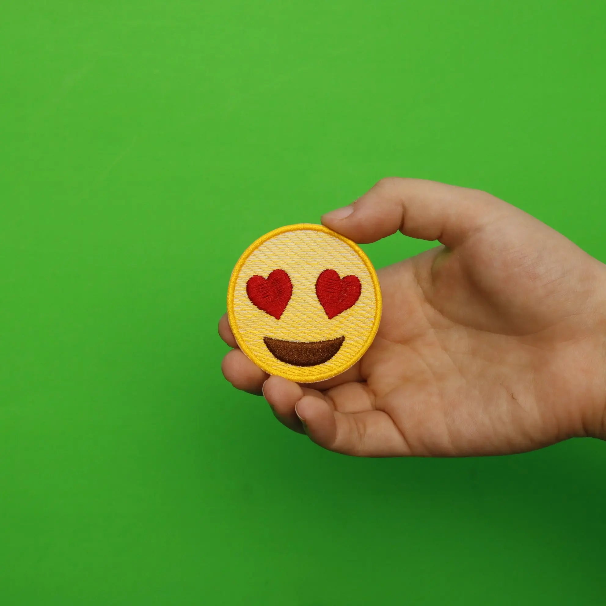 Heart Eyes Emoji Iron On Embroidered Patch