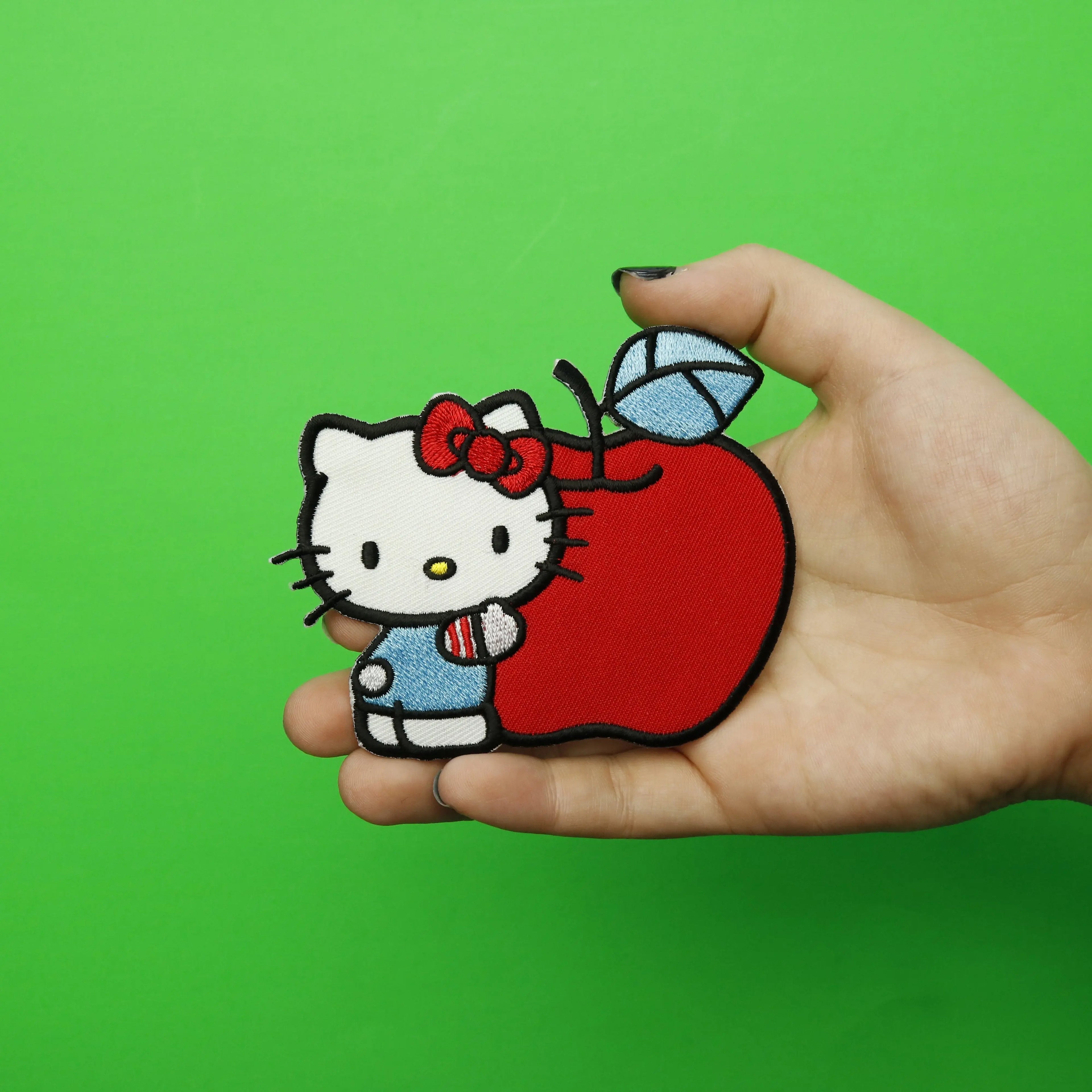 Hello Kitty Hugging Big Red Apple Iron On Embroidered Patch