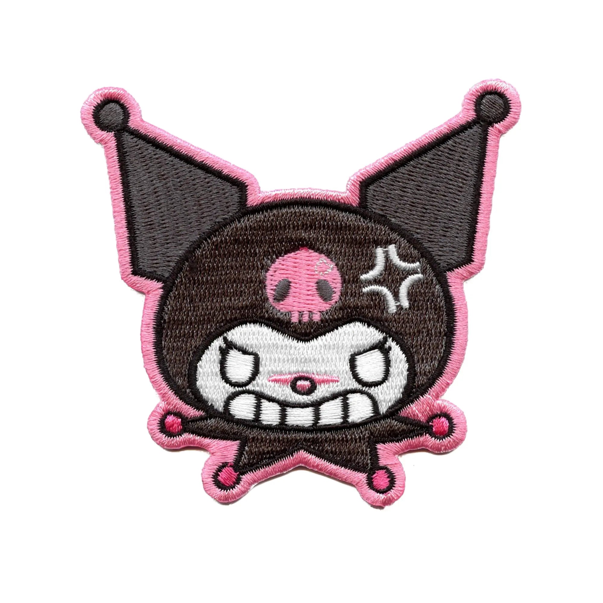 Kuromi Mad Face Patch Hello Kitty Biker Embroidered Iron On