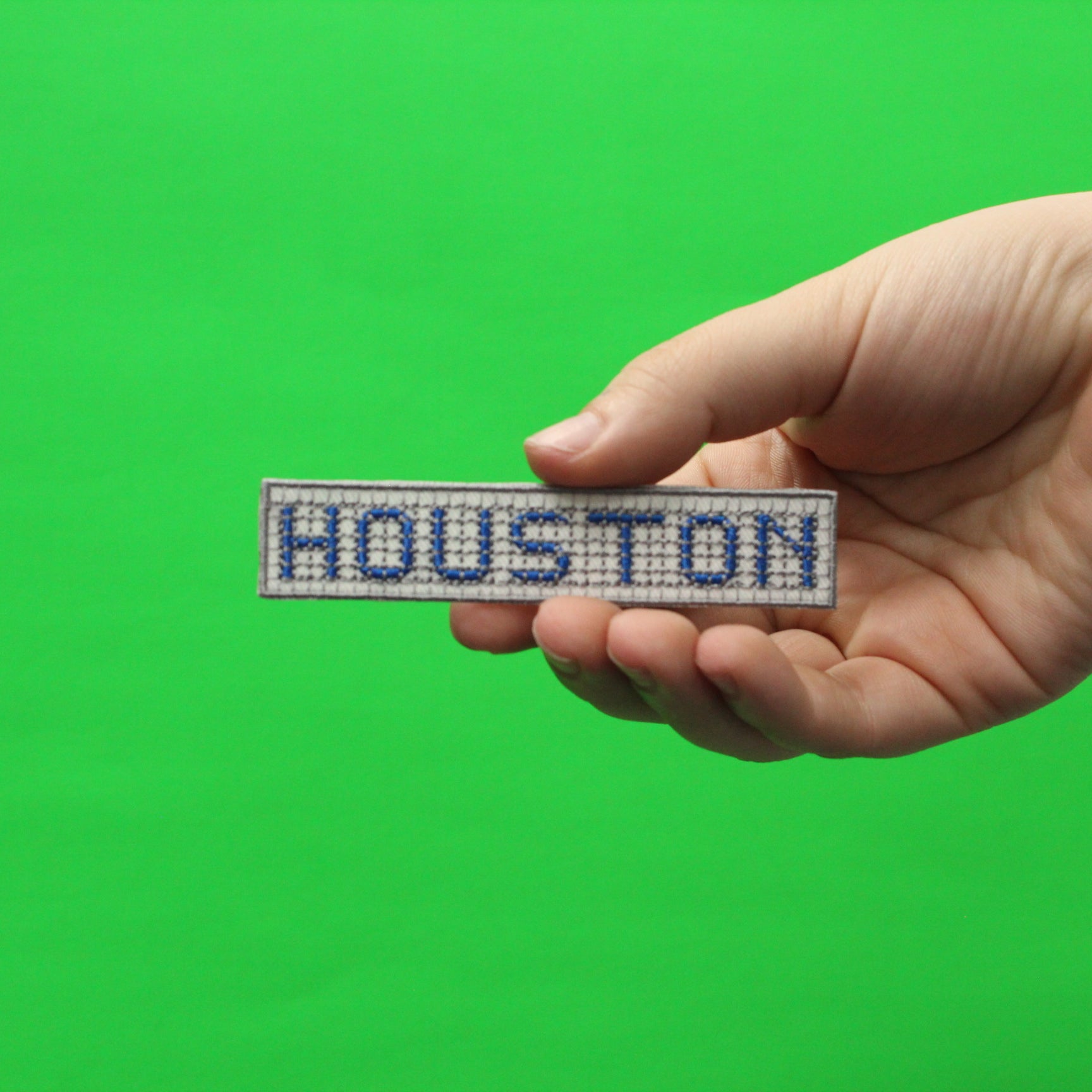 Houston Blue Tile Curb Street Sign Address Iron On Embroidered Patch
