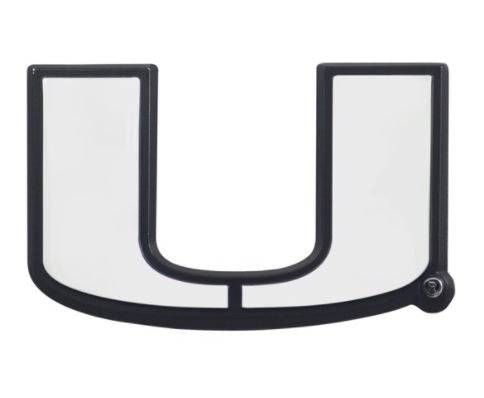 University of Miami Hurricanes U Logo Solid Metal Auto Chrome Emblem