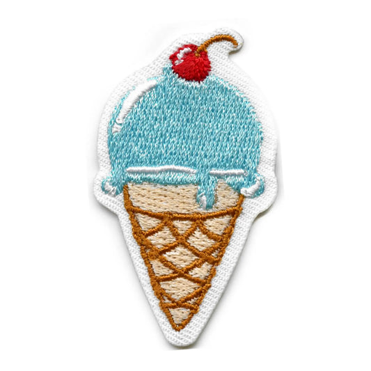 Blue Ice Cream Iron On Embroidered Patch