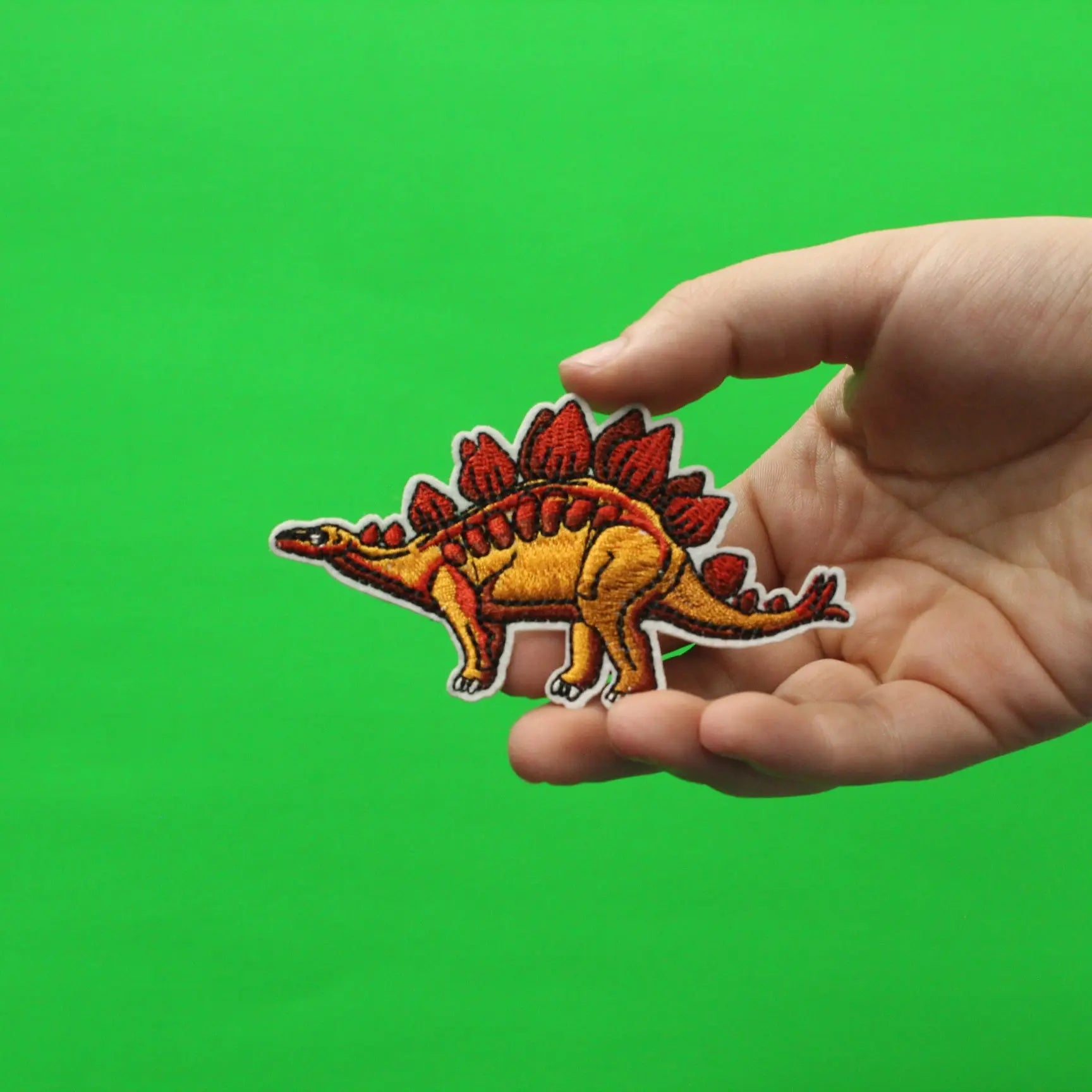 Stegosaurus Orange With Spiked Tail Dinosaur Embroidered Iron on Patch