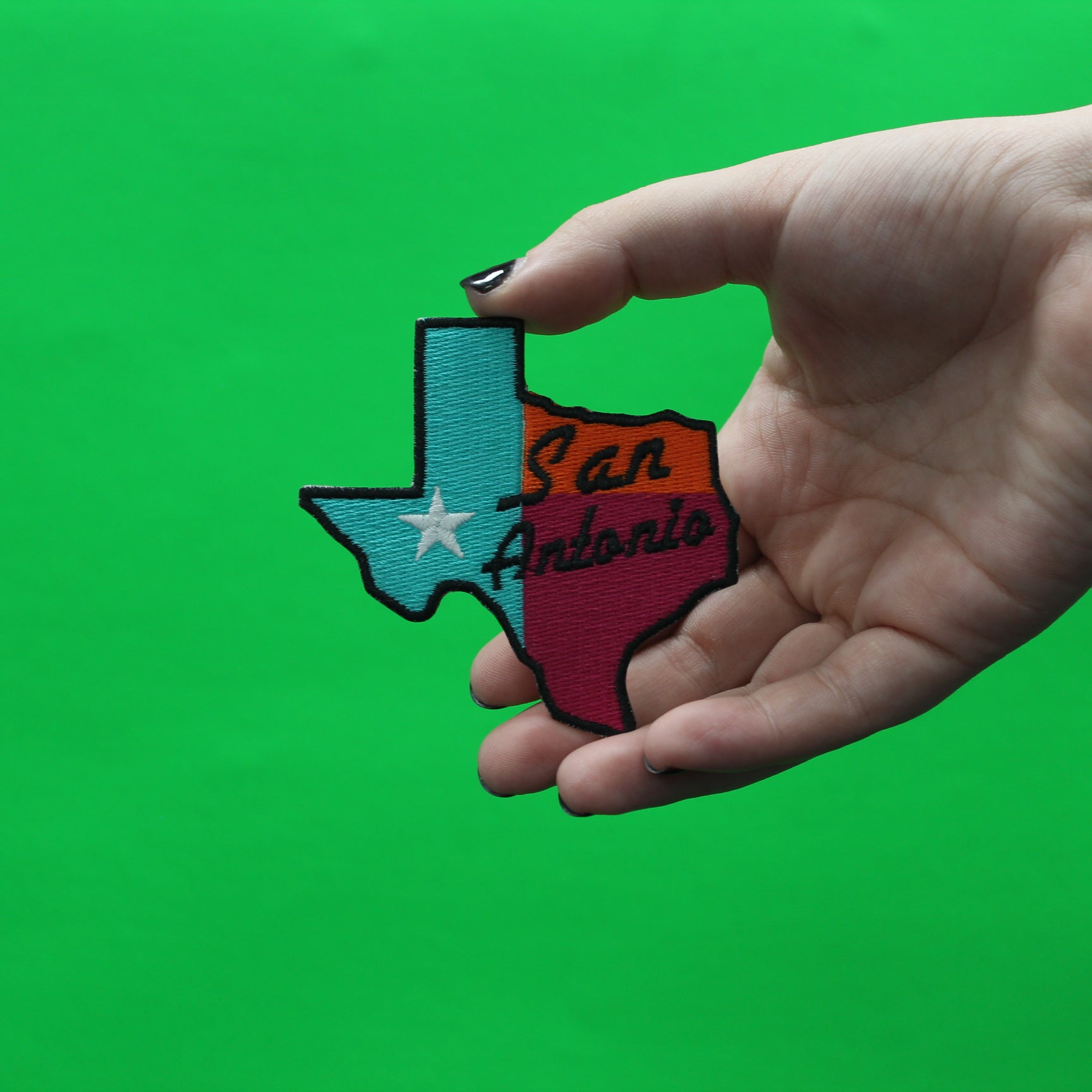San Antonio Texas Retro Colors State Parody Embroidered Iron On Patch