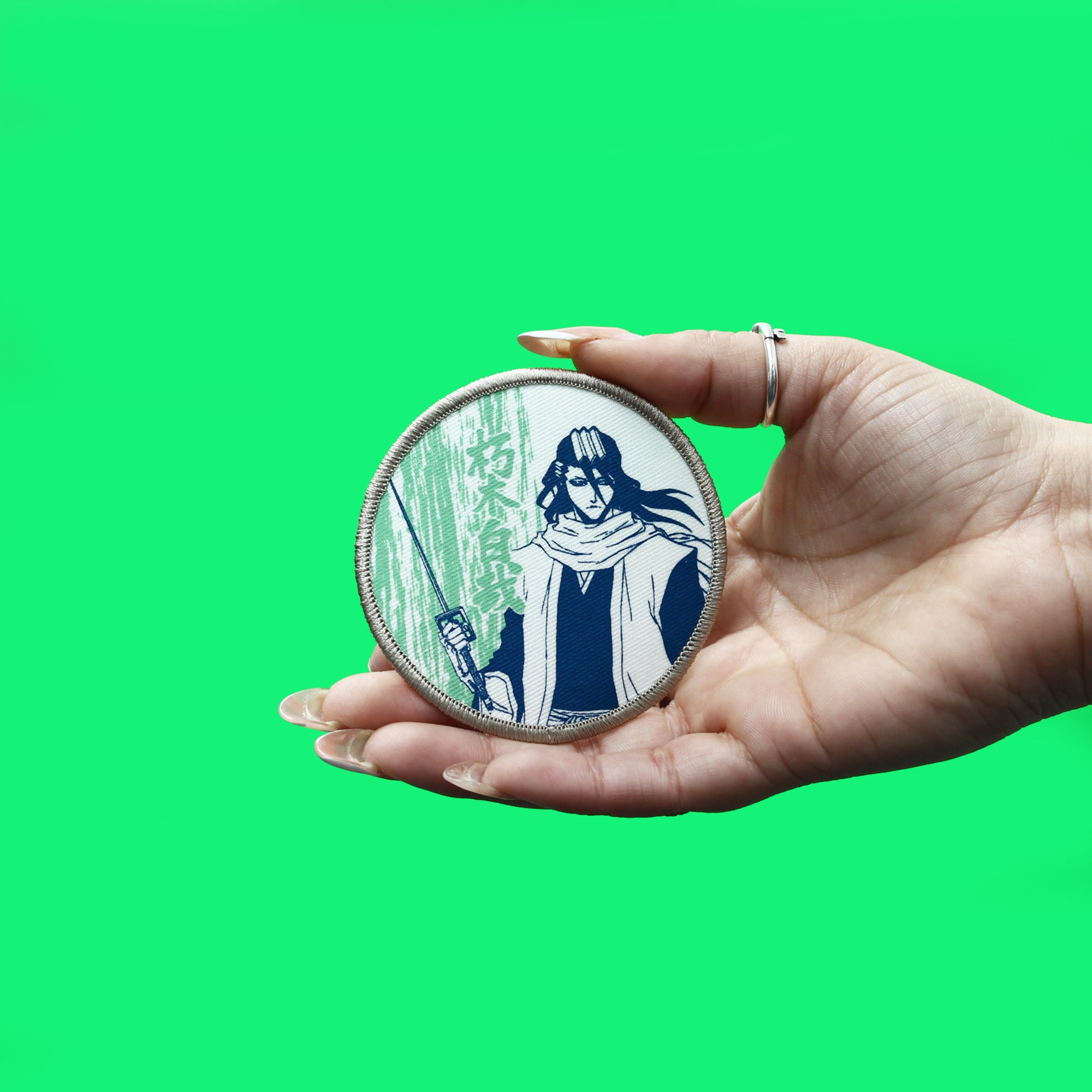 Bleach Byakuya With Sword Patch Anime Round Embroidered Sew On