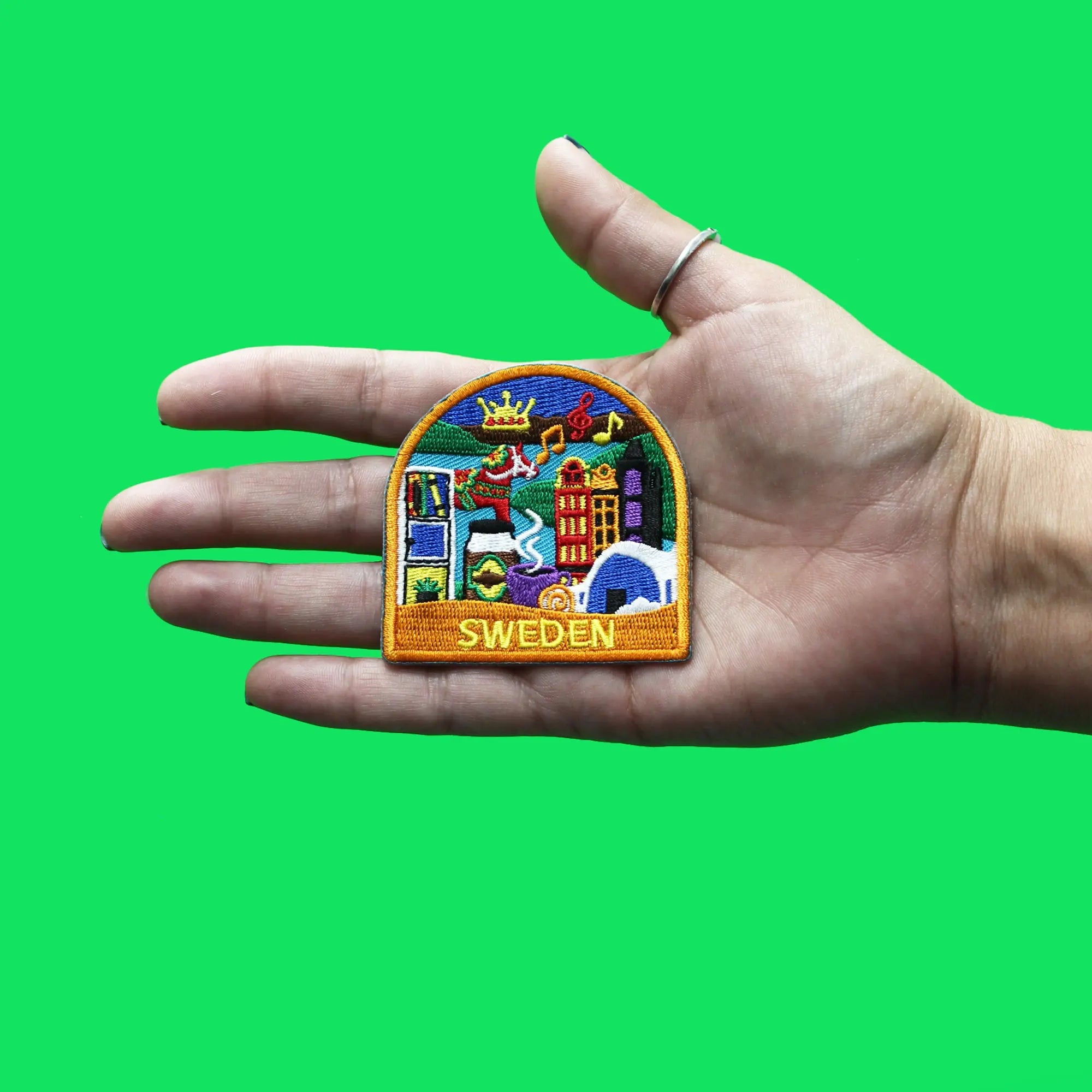 Sweden World Showcase Shield Patch Travel Badge Memory Embroidered Iron On