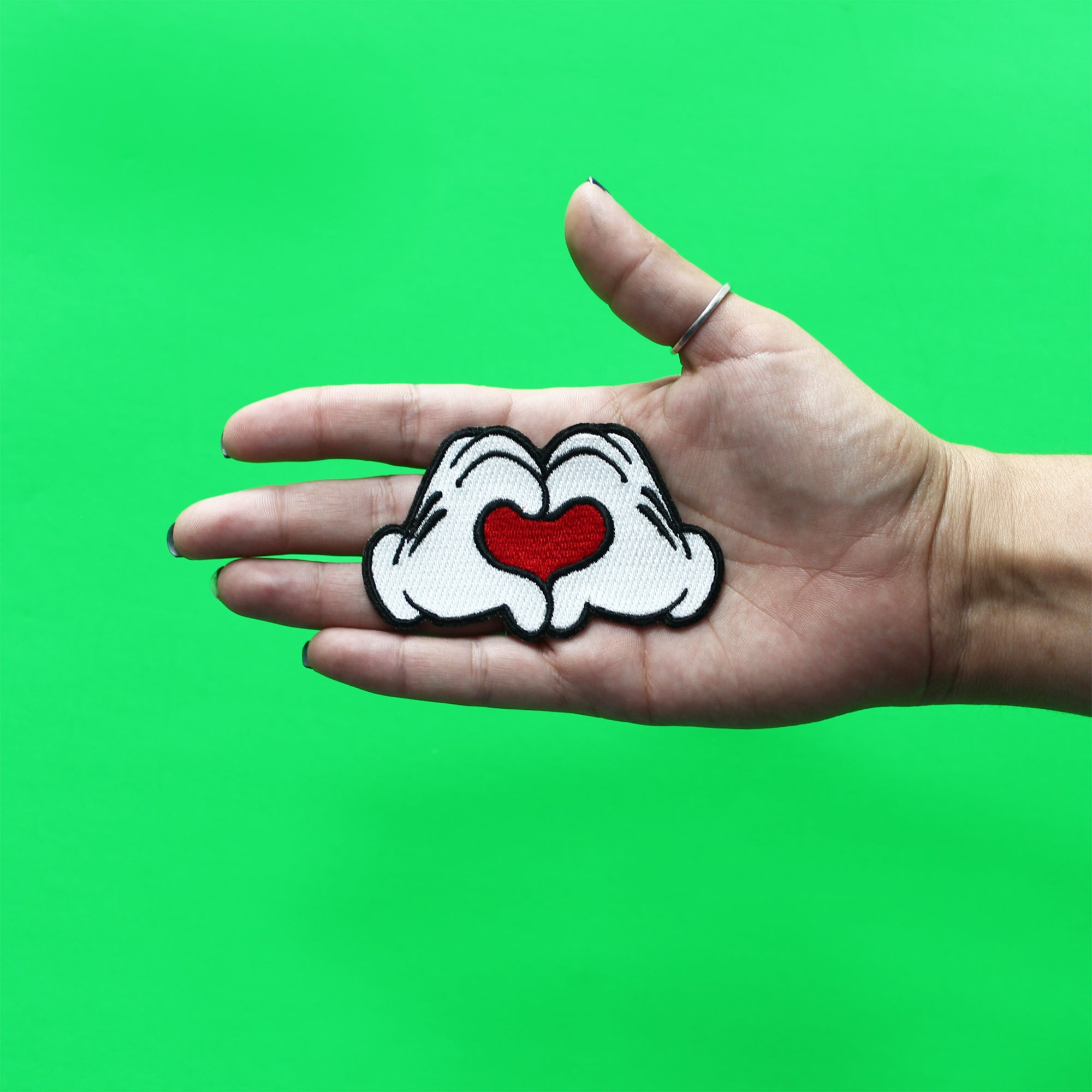 Heart Shape Glove Hands Patch Disney Sign Kids Embroidered Iron On