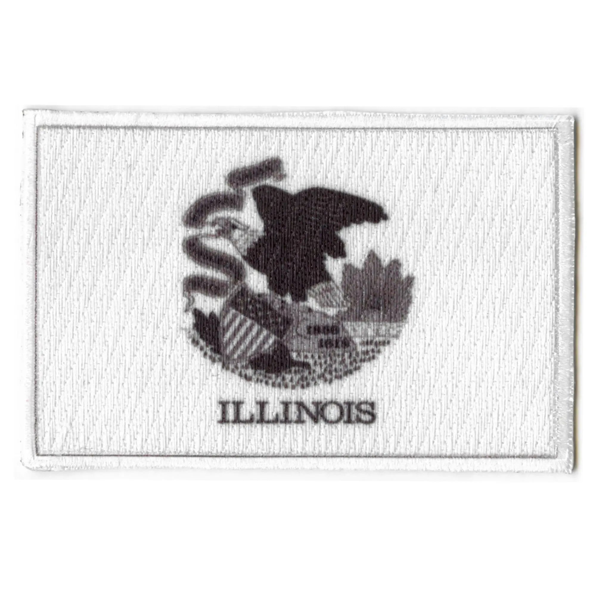 Illinois Patch Grayscale State Flag Embroidered Iron On