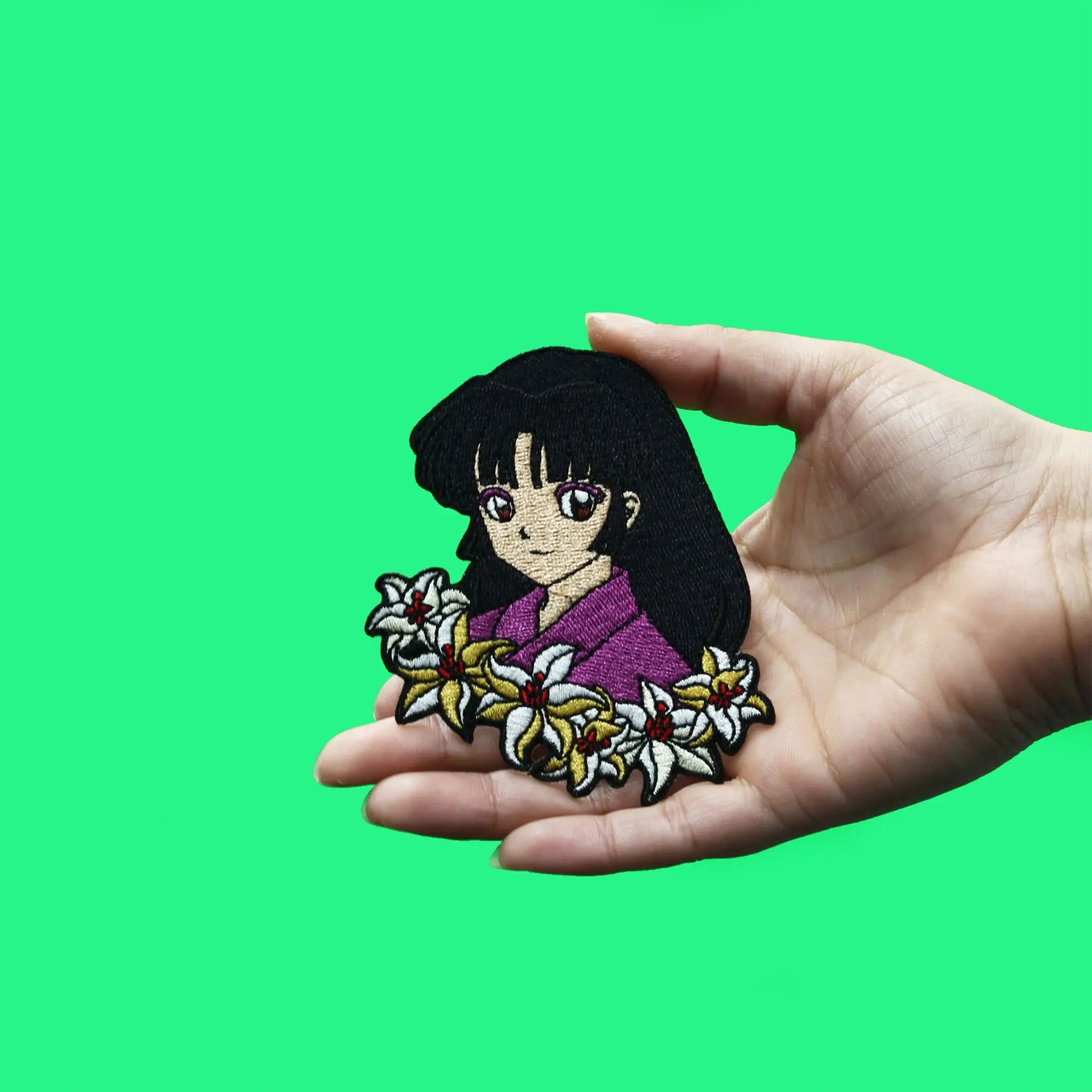 Inuyasha Sango Patch White Flowers Headshot Embroidered Iron On