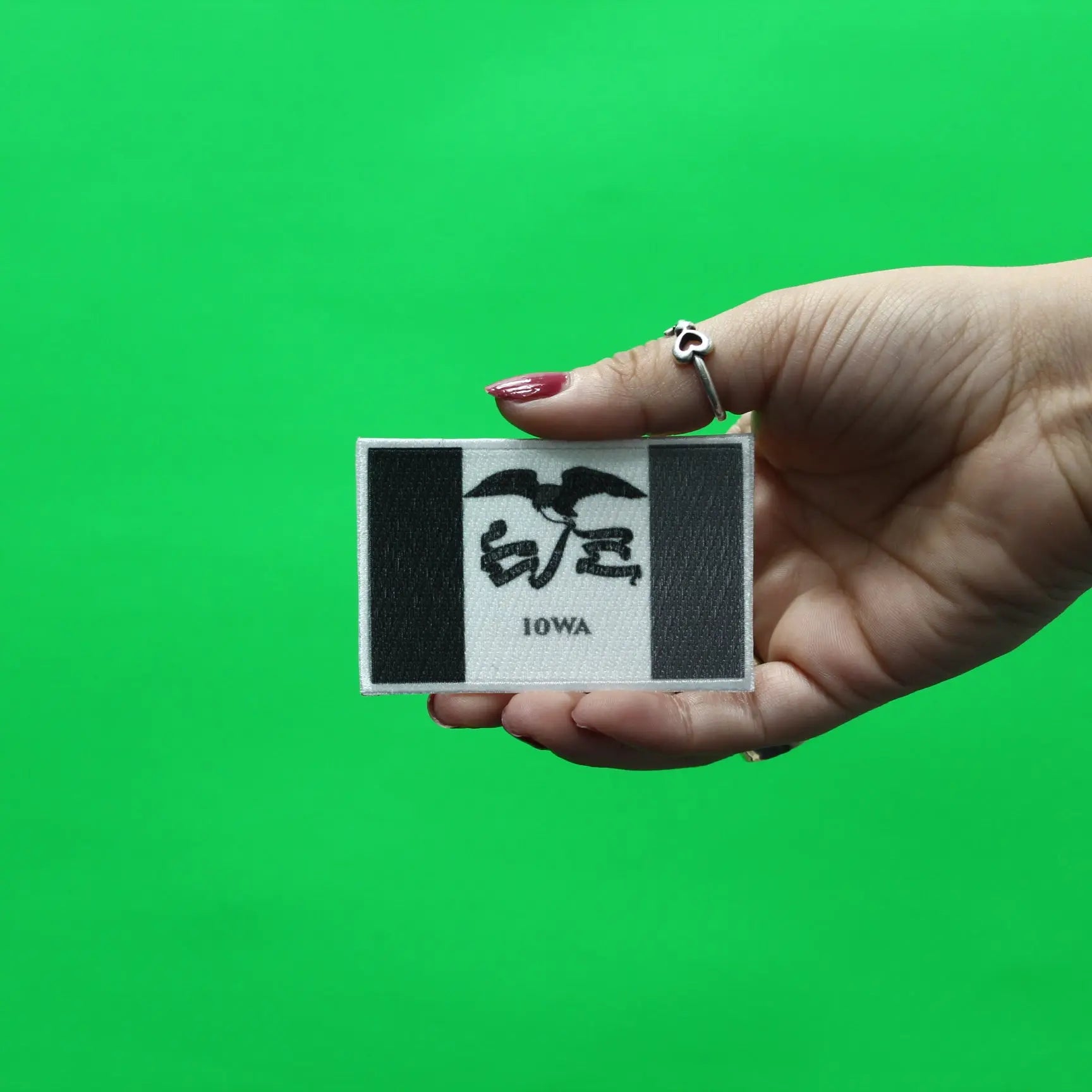 Iowa State Flag Patch Grayscale Embroidered Iron On