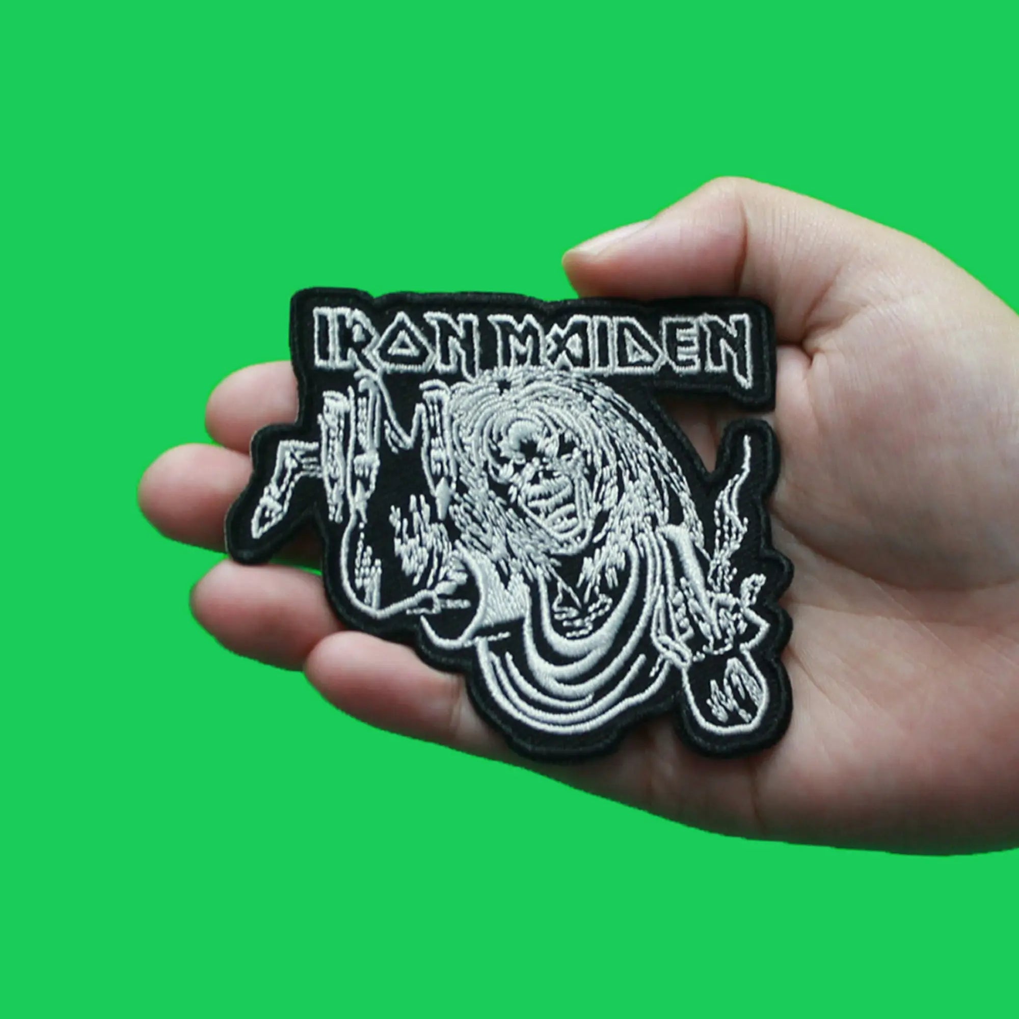 Iron Maiden Skeleton Eddie Patch Black And White Woven Iron On