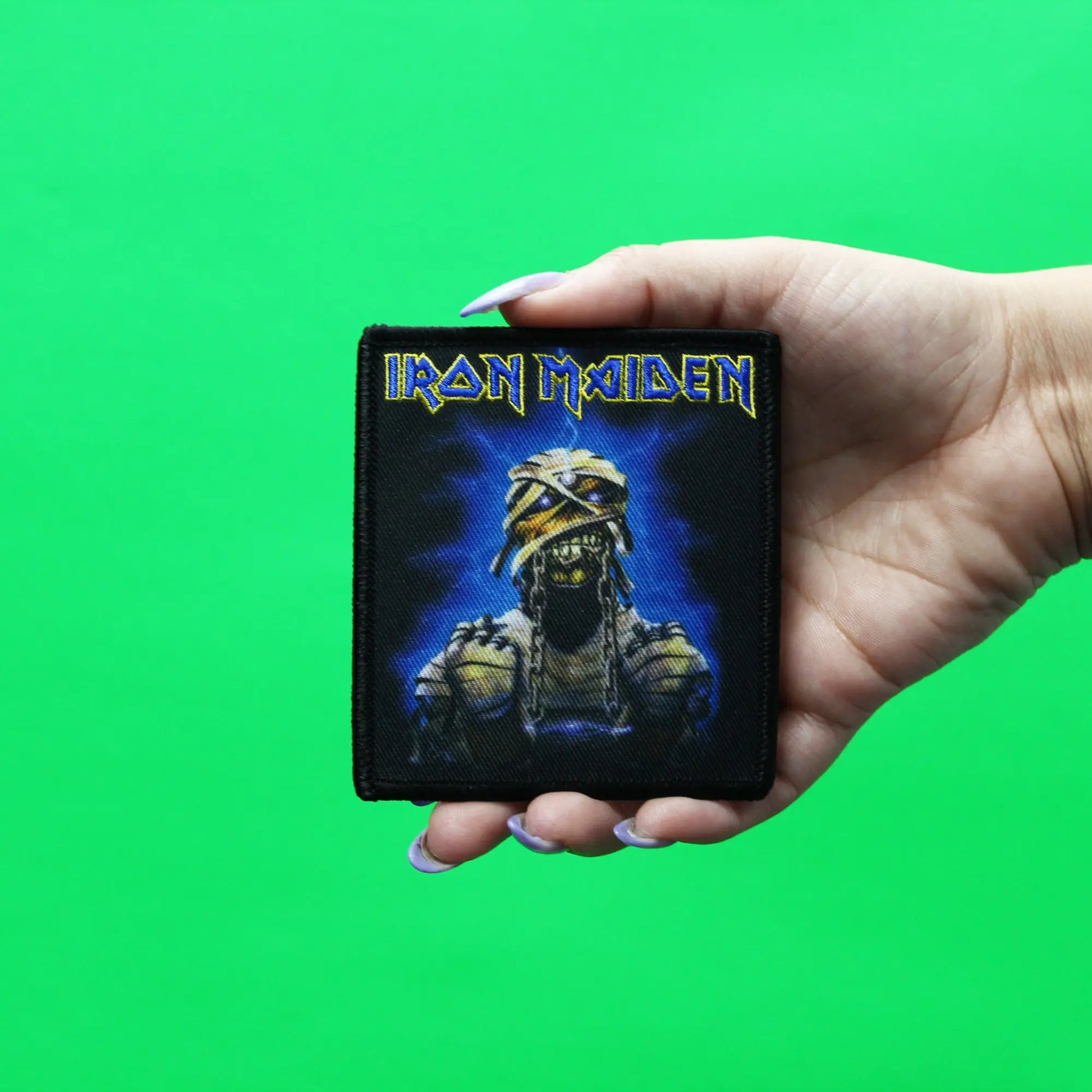 Official Iron Maiden Patch Mummy Lightning Embroidered Iron On