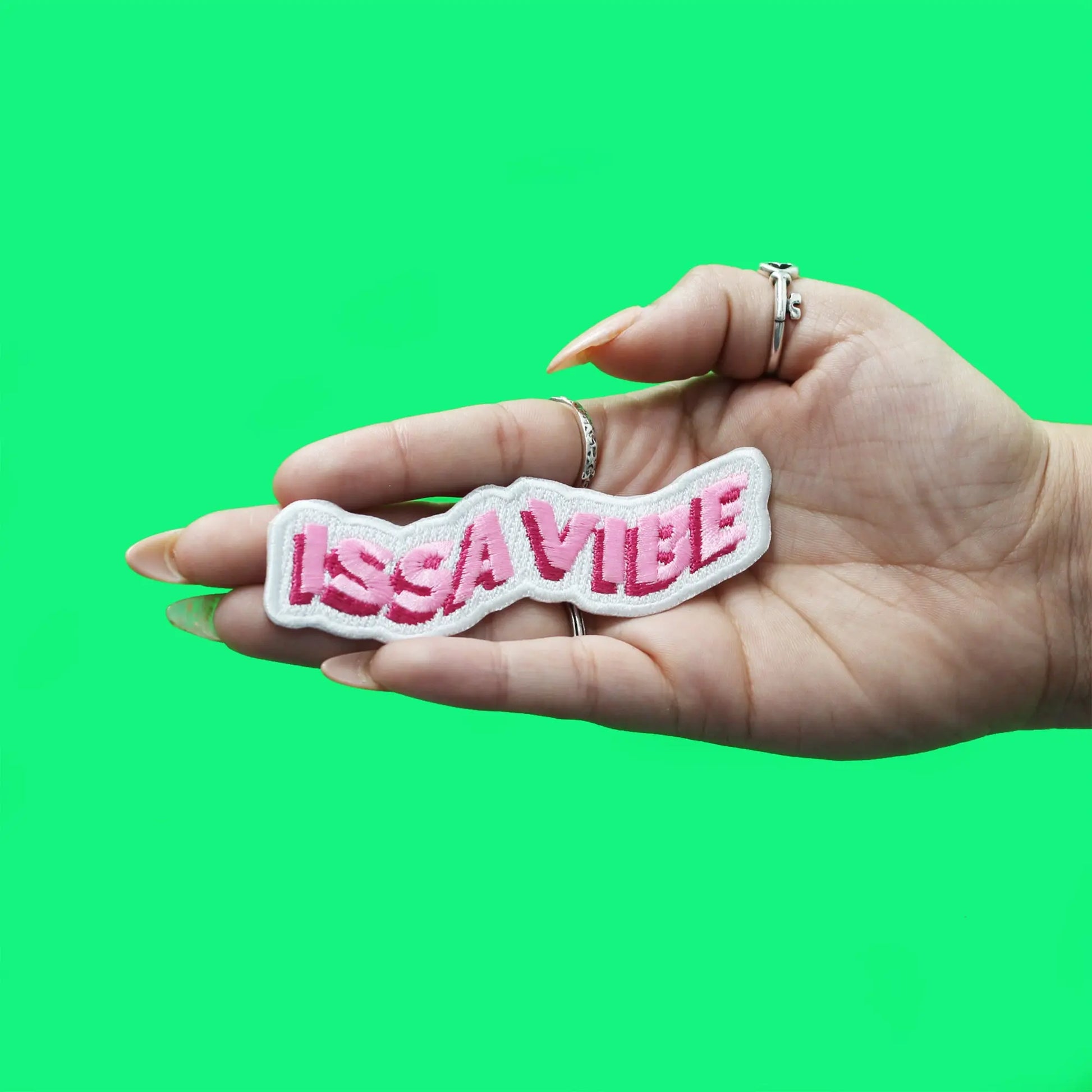 Issa Vibe Patch Trendy Pink Embroidered Iron On