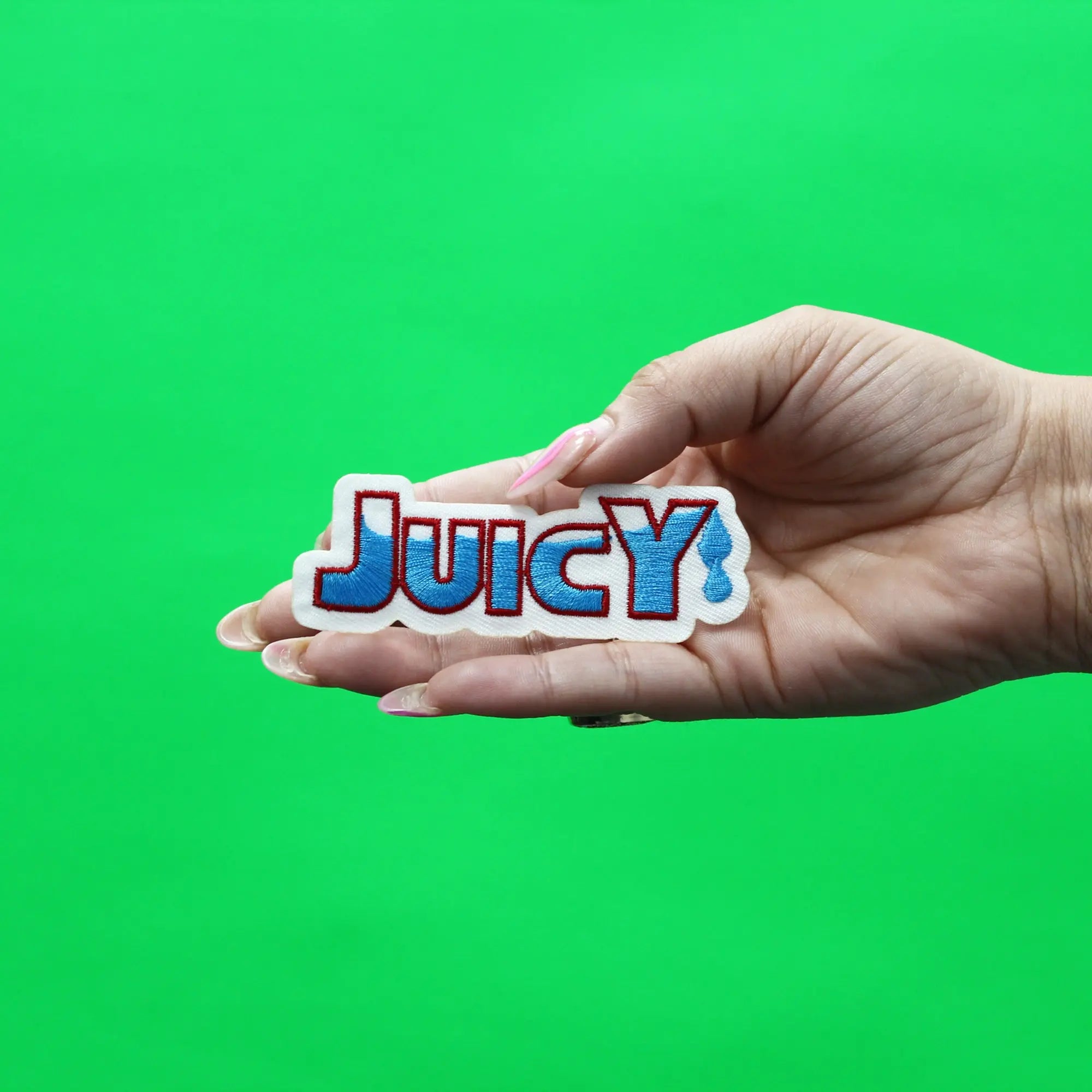'Juicy' Wet Iron On Embroidered Patch