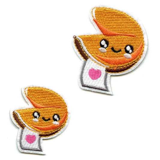 Kawaii Fortune Cookies Embroidered Iron On Patch (2pc)