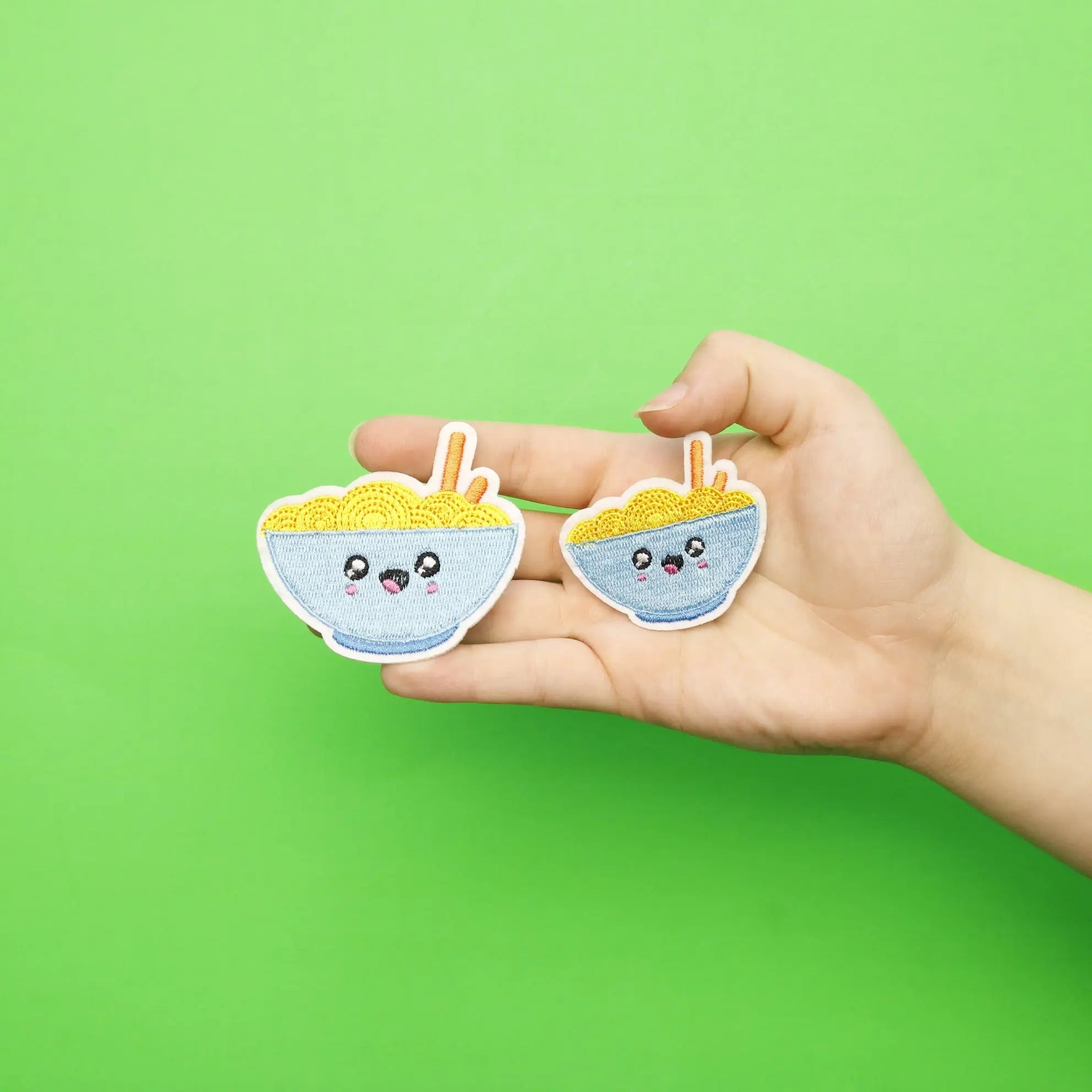 Kawaii Ramen Bowl Embroidered Iron On Patch (2pc)