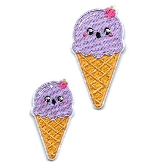 Kawaii Ice Cream Embroidered Iron On Patch (2pc)