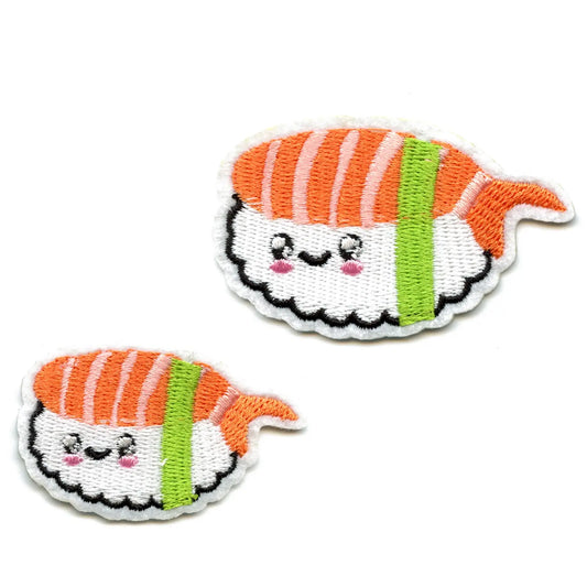 Kawaii Sushi Embroidered Iron On Patch (2pc)