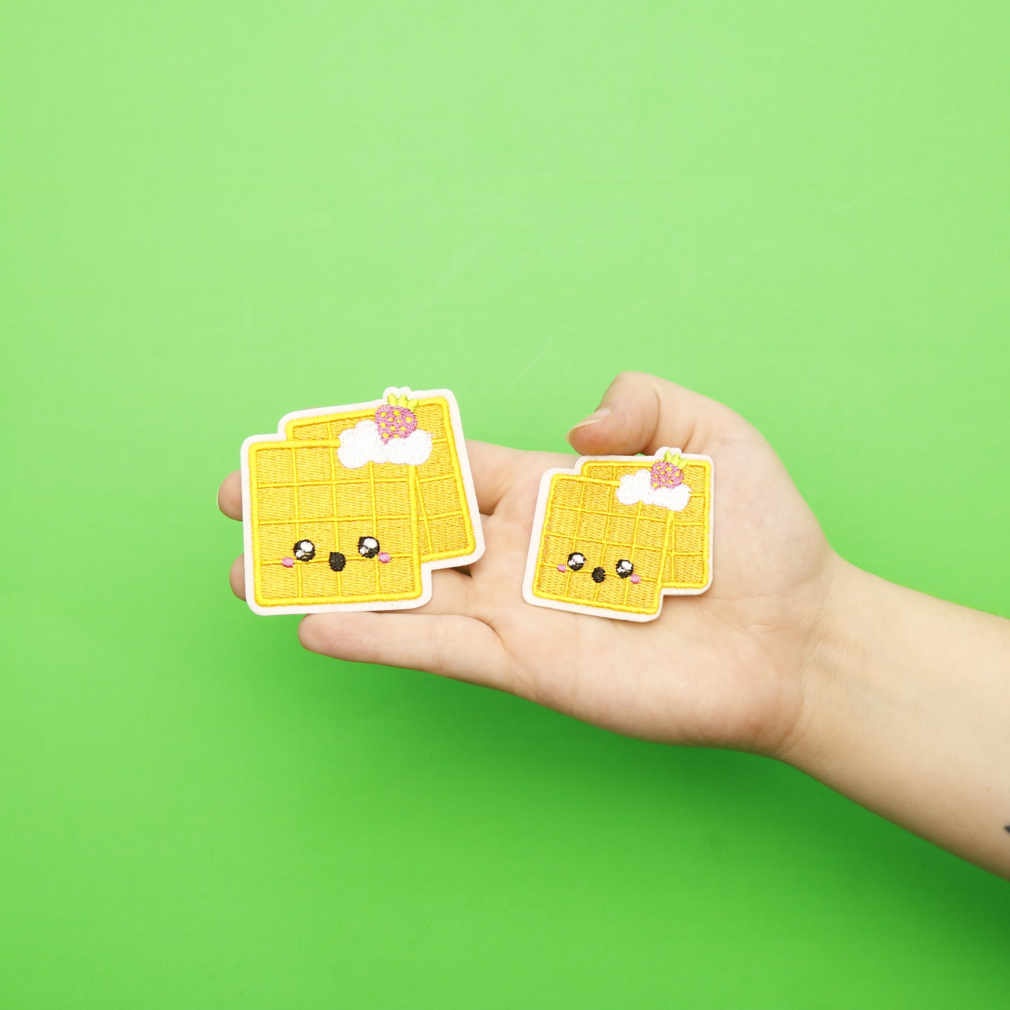 Kawaii Waffles Embroidered Iron On Patch (2pc)