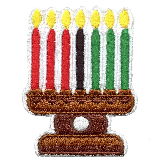 Kwanzaa Kinara Candle Holder Embroidered Iron On Patch