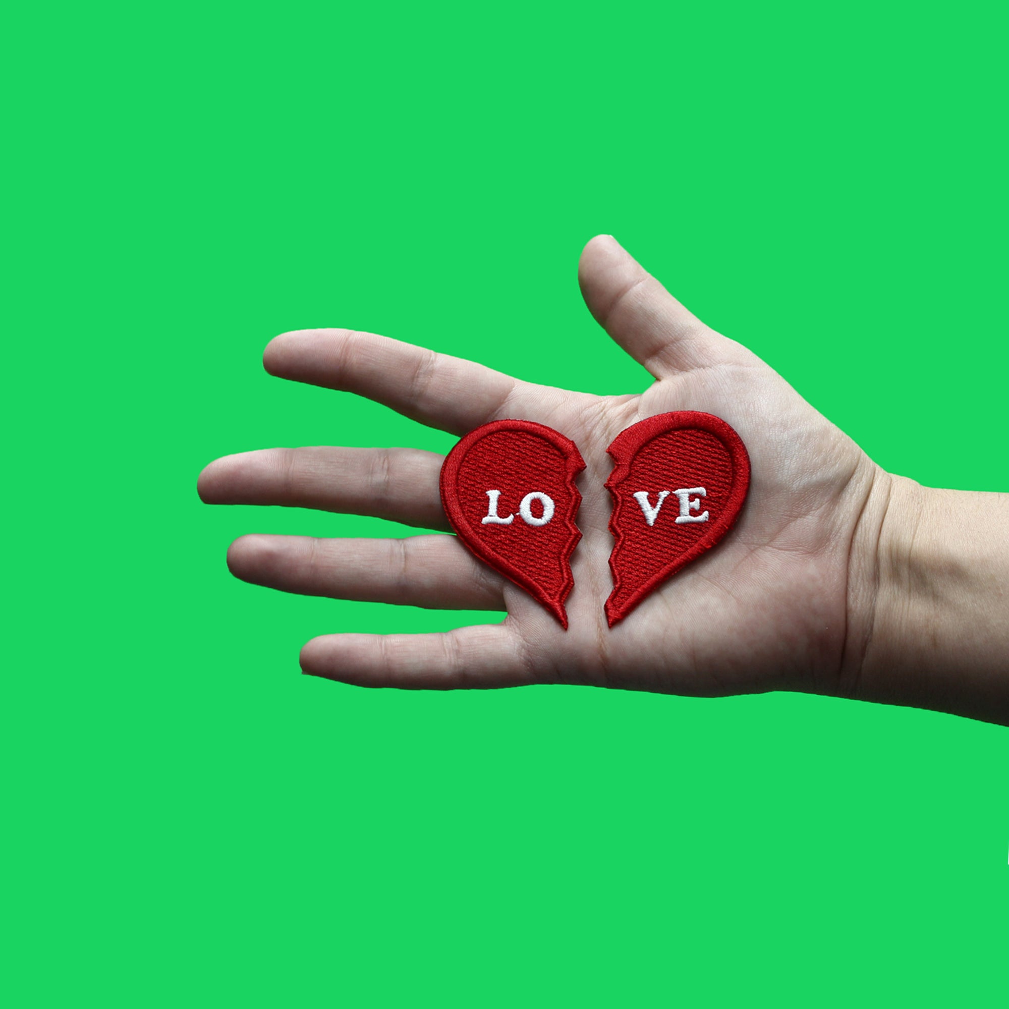 LOVE Split Heart Set Patch Valentines Day Embroidered Iron On