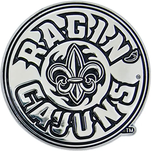 Louisiana Lafayette Ragin Cajuns Premium Solid Metal Chrome Plated Car Auto Emblem