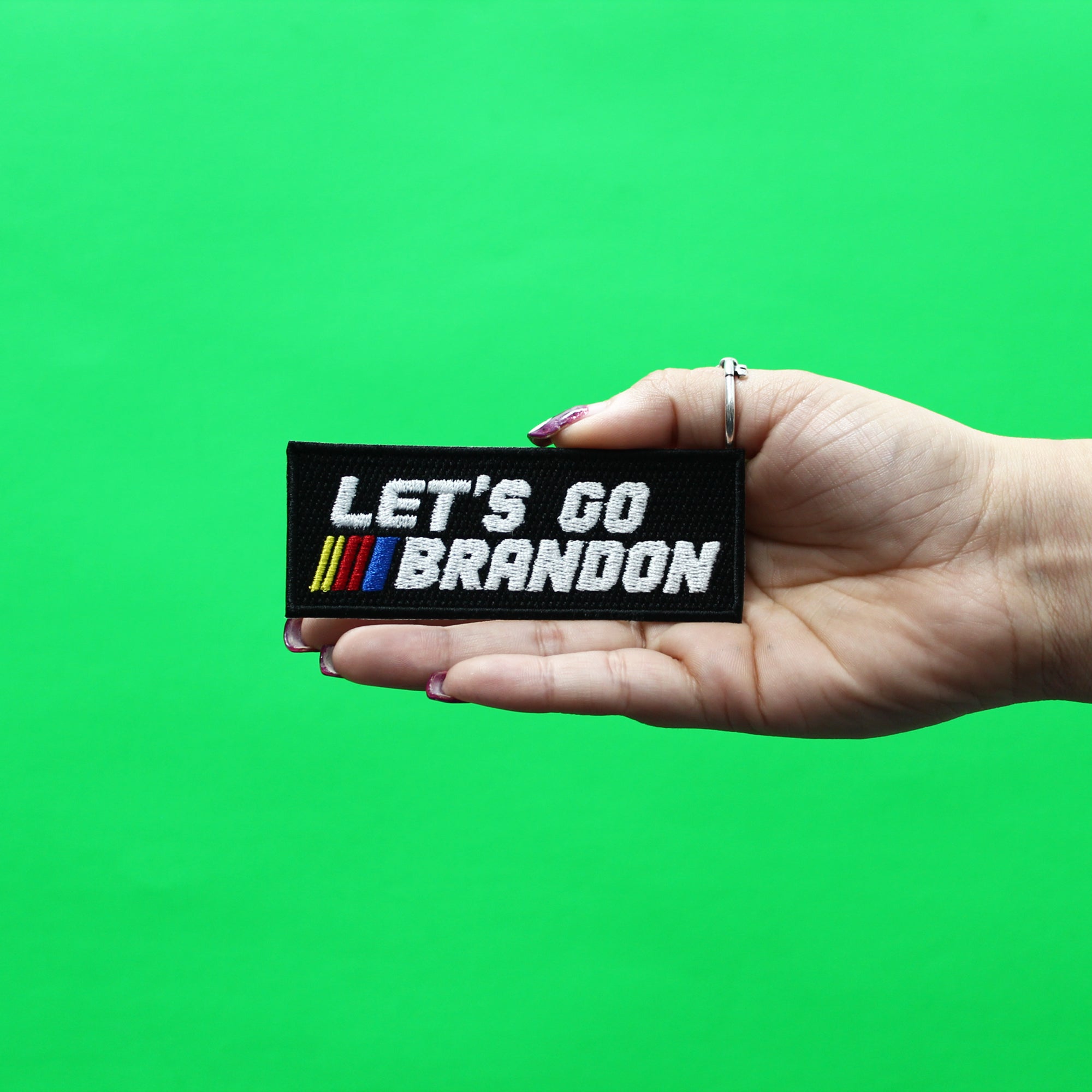 Let's Go Brandon Patch Race Car Parody Embroidered Iron On