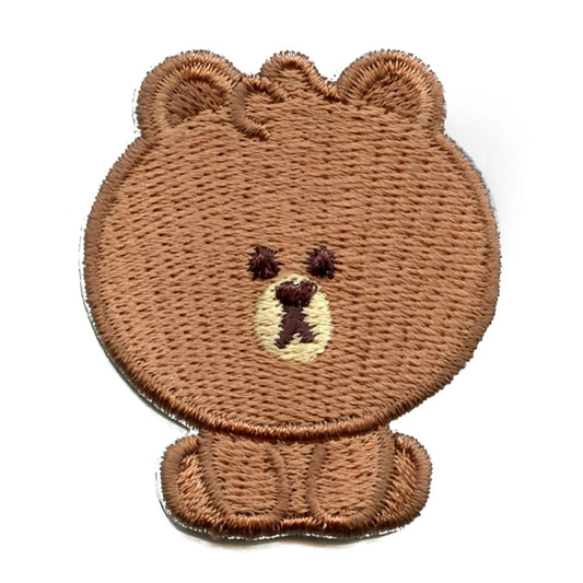 Line Friends Brown Mini Brown Patch Full Body Sitting Embroidered Iron On