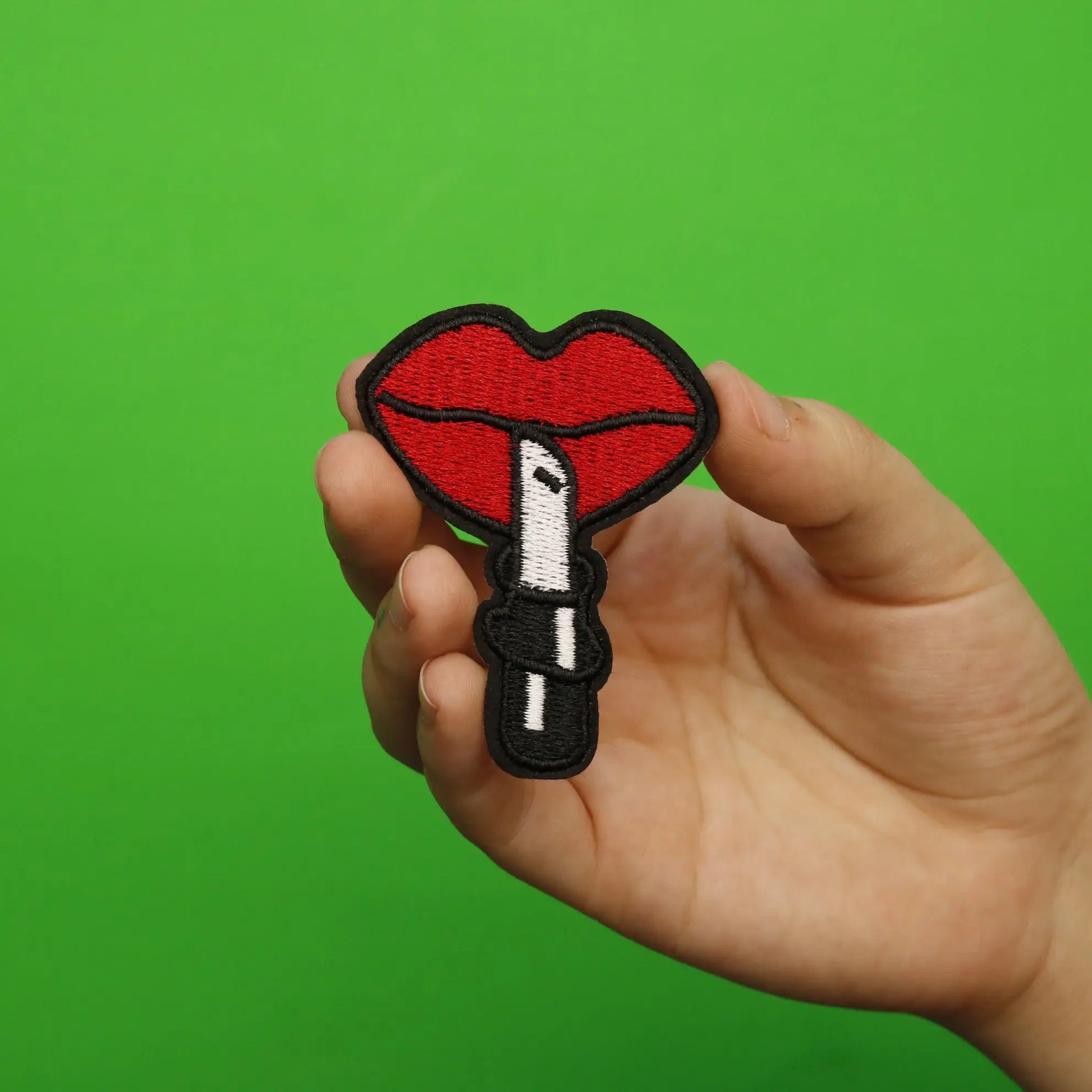 Lips With Lipstick Embroidered Iron On Patch