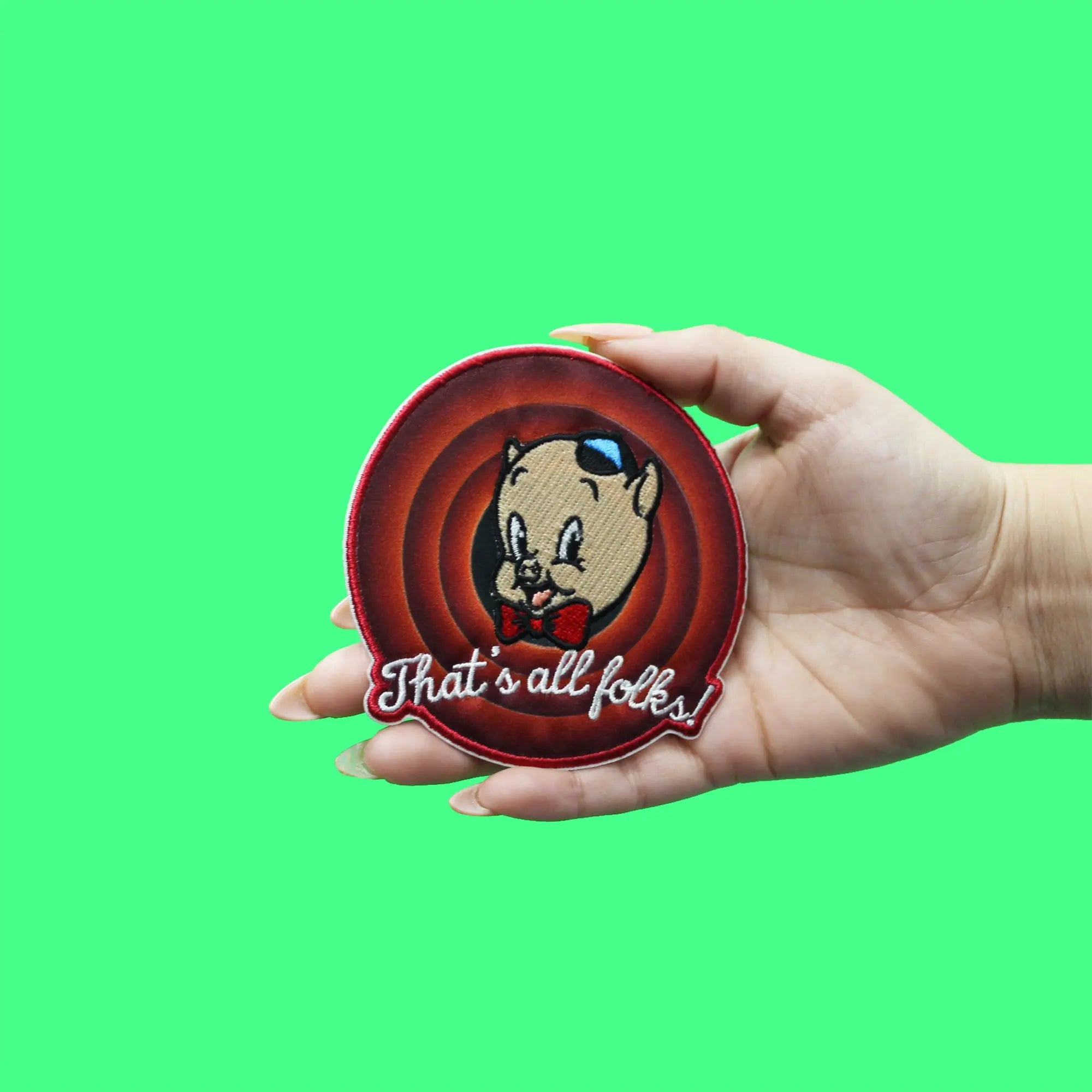 Official Looney Tunes Patch Porky Pig "That's All Forks!" Embroidered Iron On