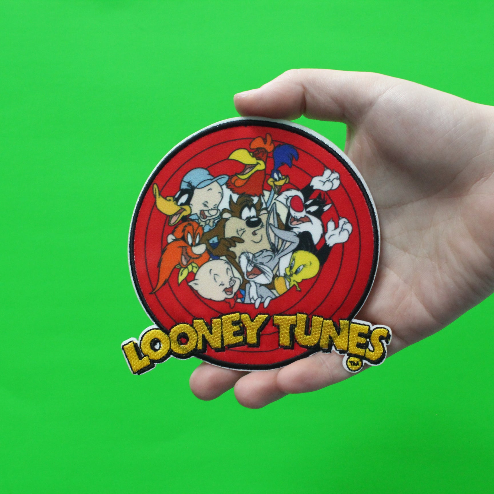 Official Looney Tunes Crew in Red Circle Embroidered Iron On Patch