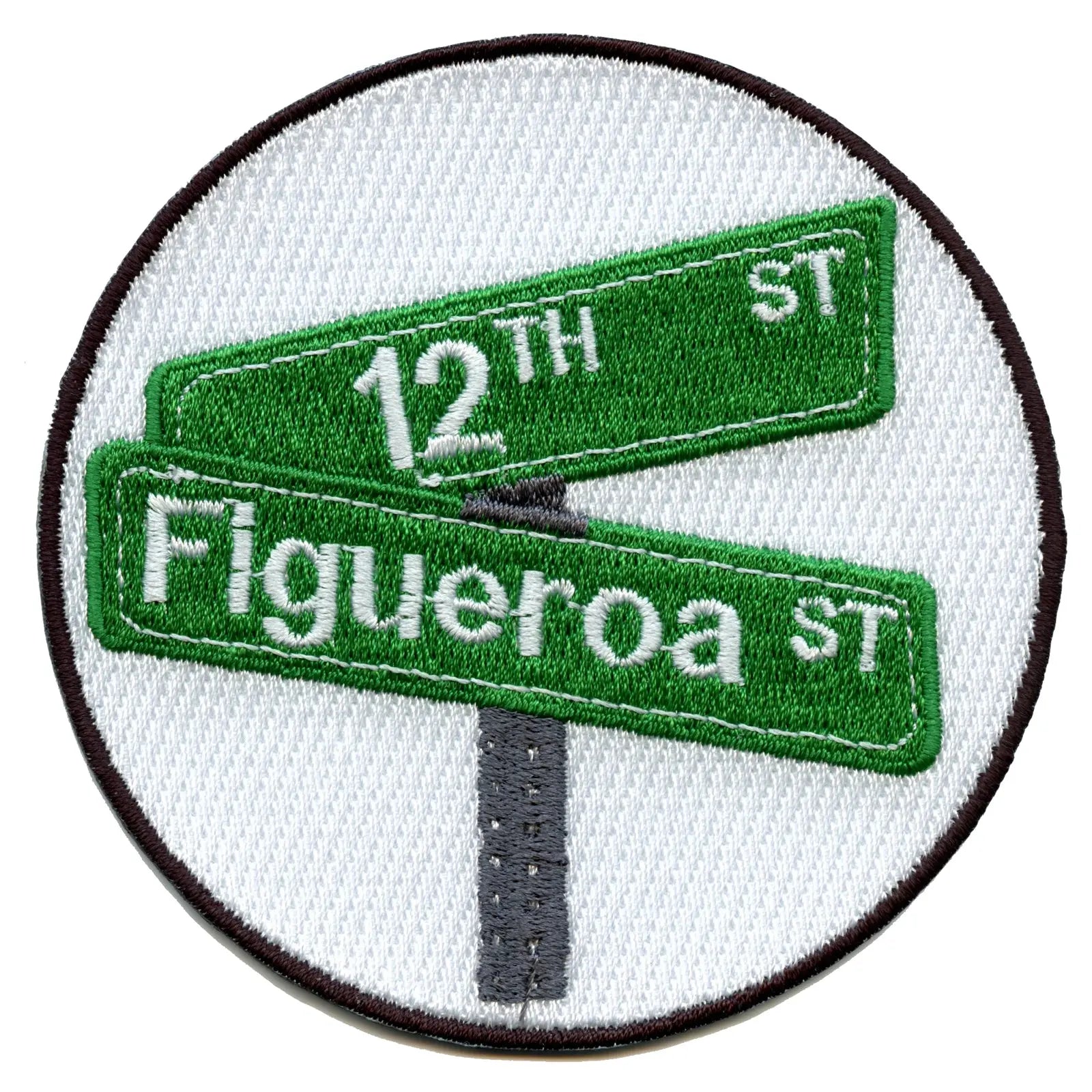 12th And Figueroa Cross Street Round Embroidered Iron On Patch