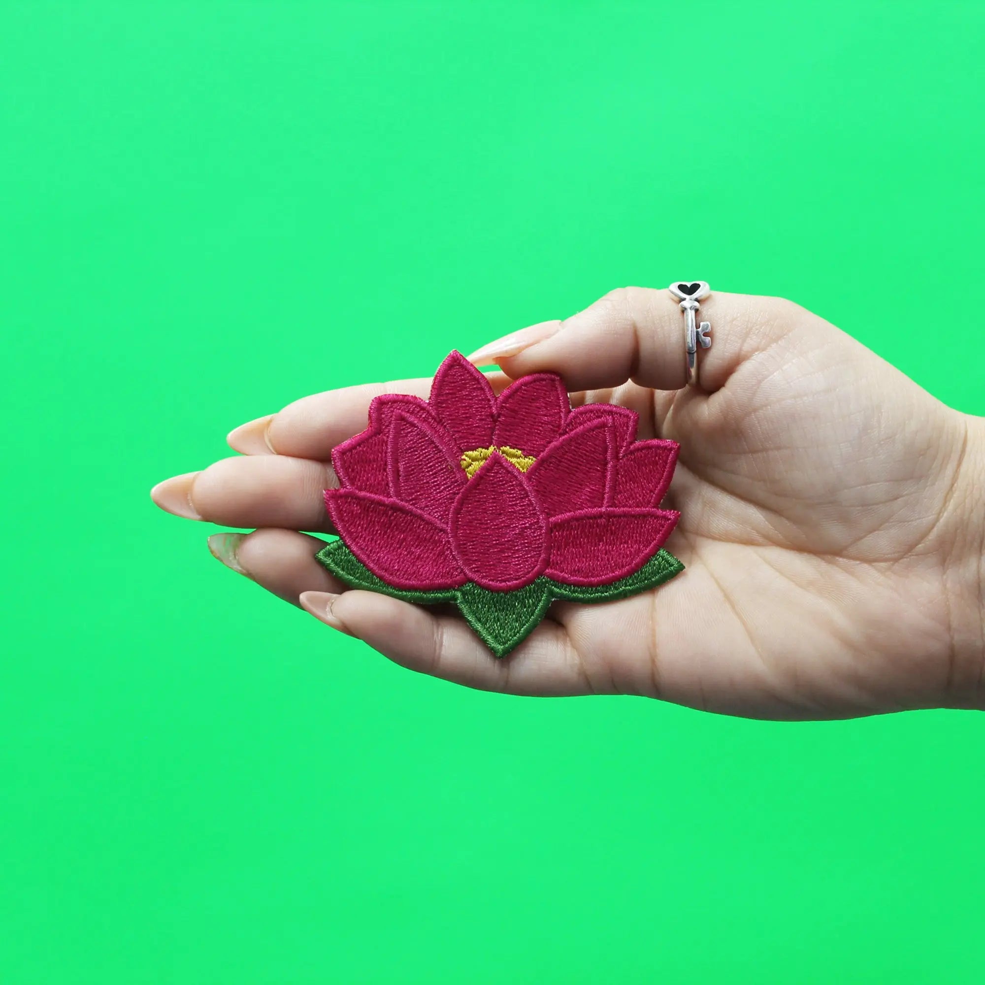 Lotus Flower Embroidered Iron On Patch