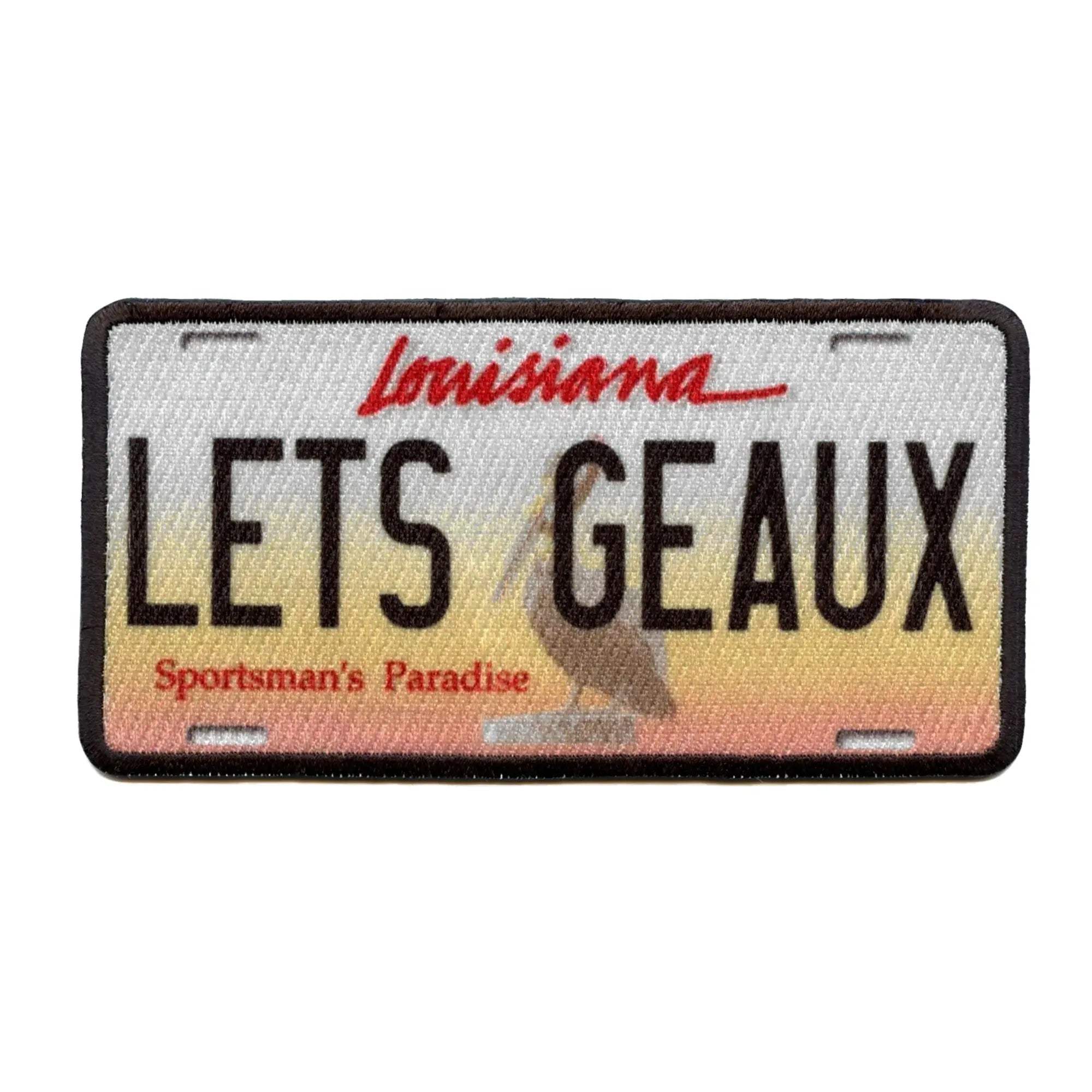 Louisiana Geaux License Plate Patch Sportsman's Paradise Embroidered Iron On