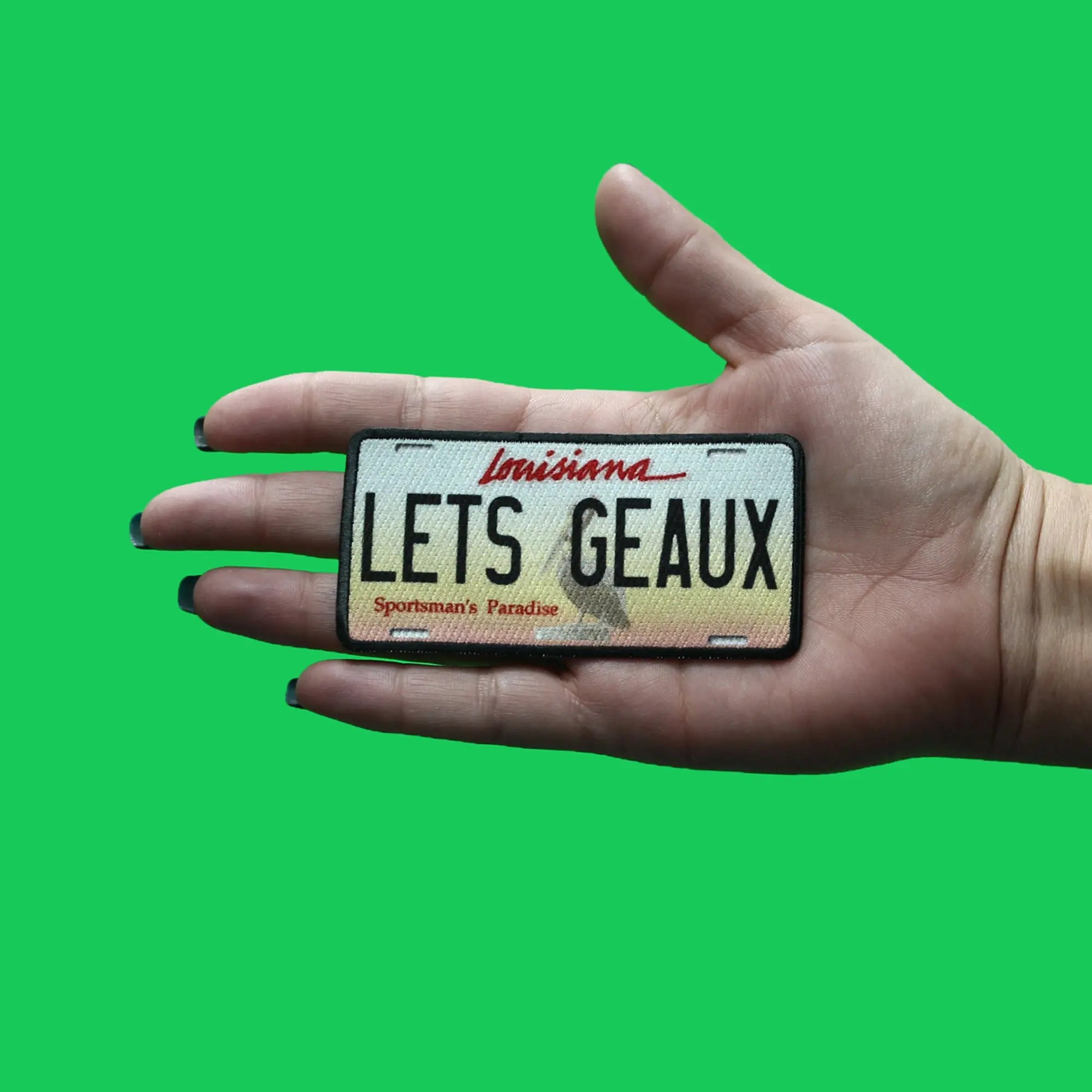 Louisiana Geaux License Plate Patch Sportsman's Paradise Embroidered Iron On
