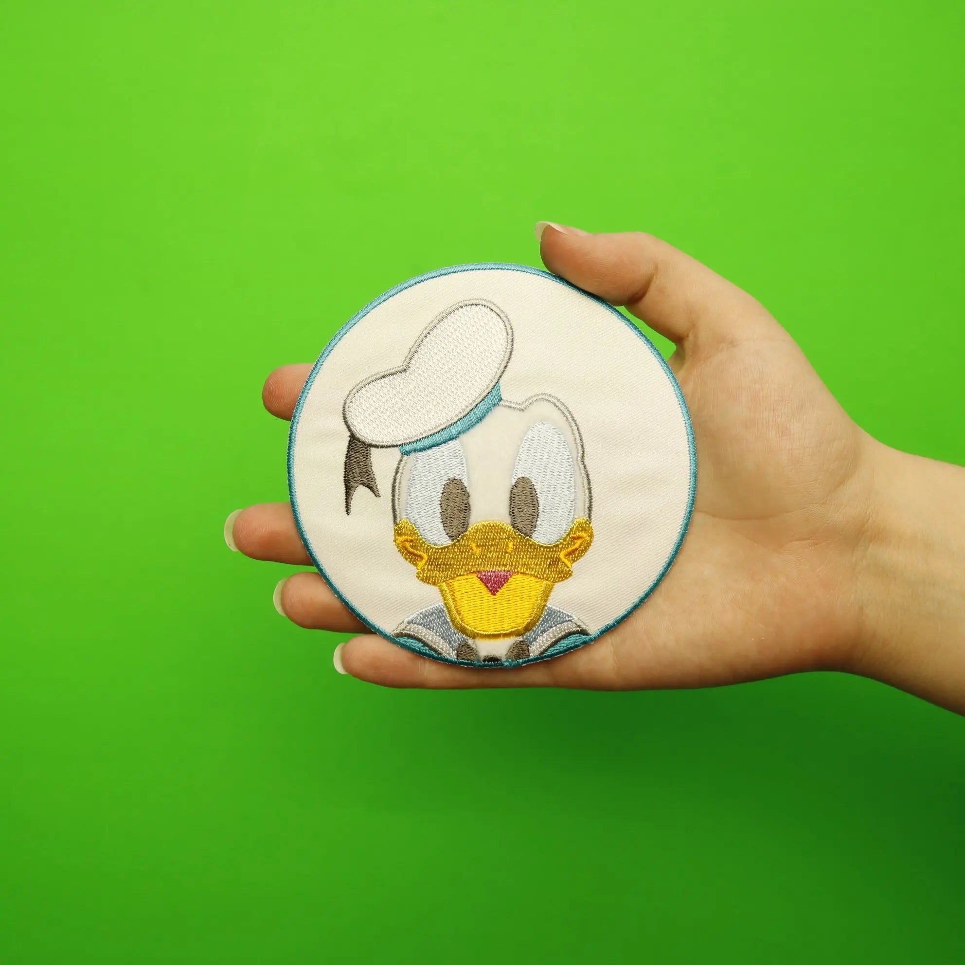 Disney Donald Duck In Blue Circle Embroidered Applique Iron On Patch