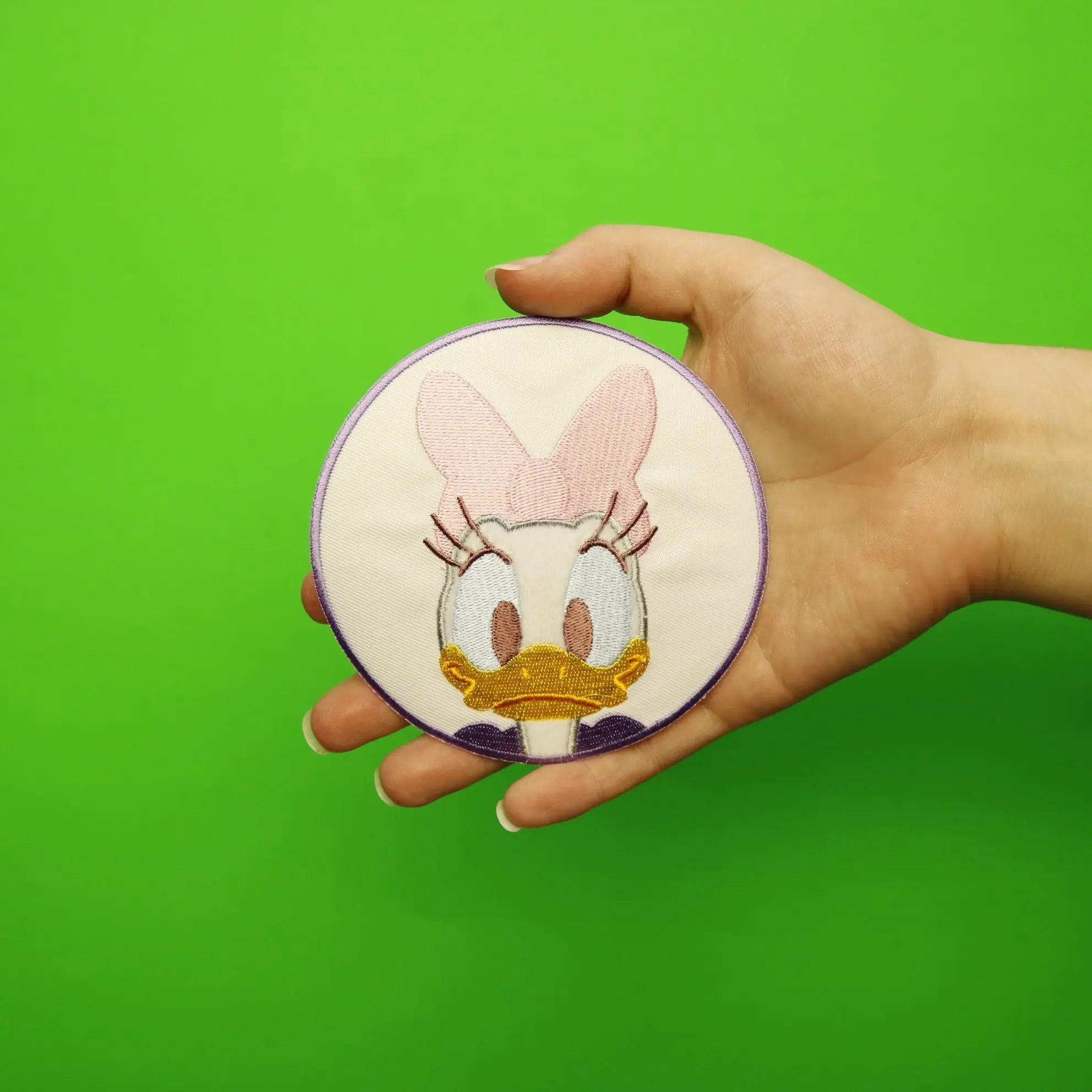 Disney Daisy Duck In Lavender Circle Embroidered Applique Iron On Patch