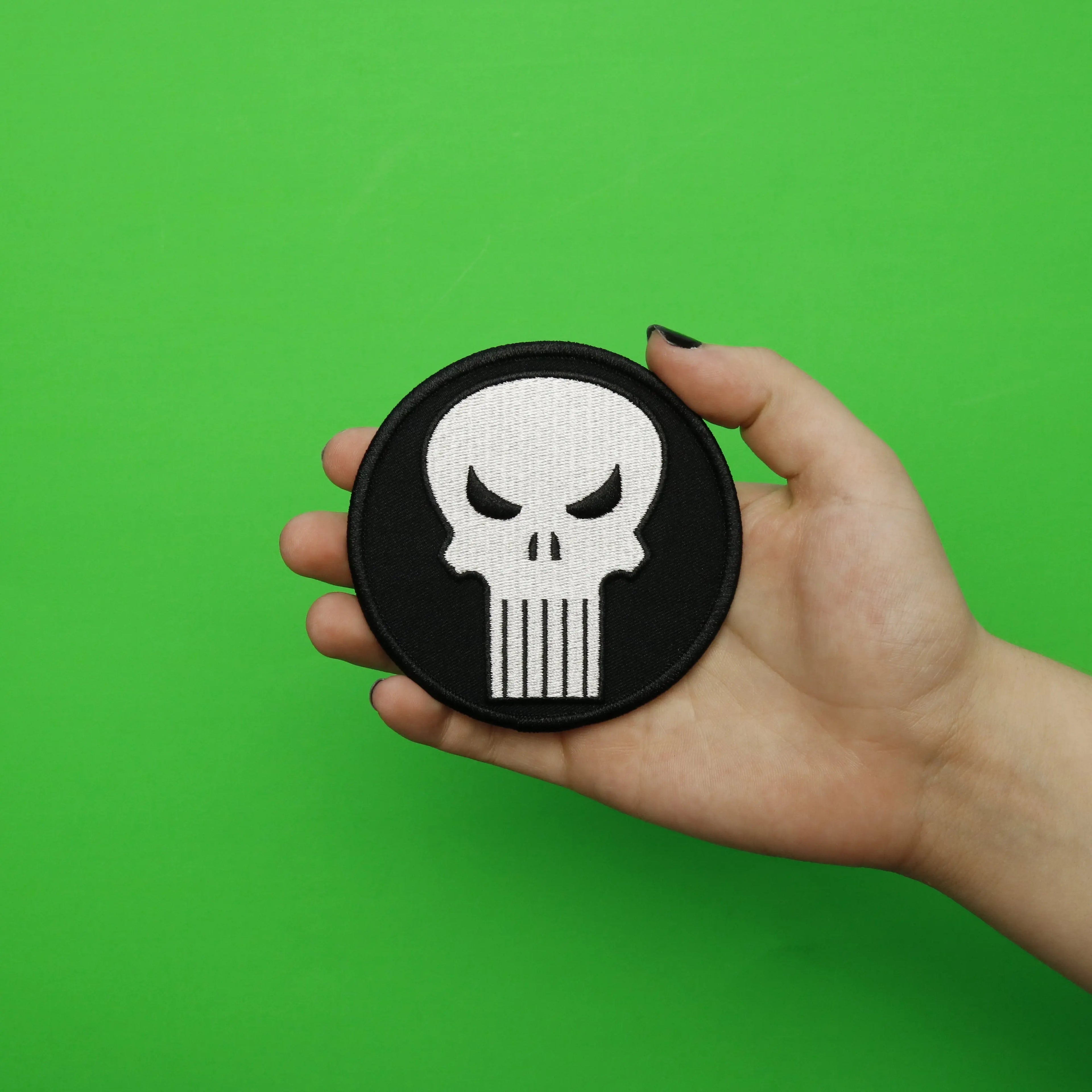 Marvel Comics Punisher Skull Round Embroidered Iron On Patch