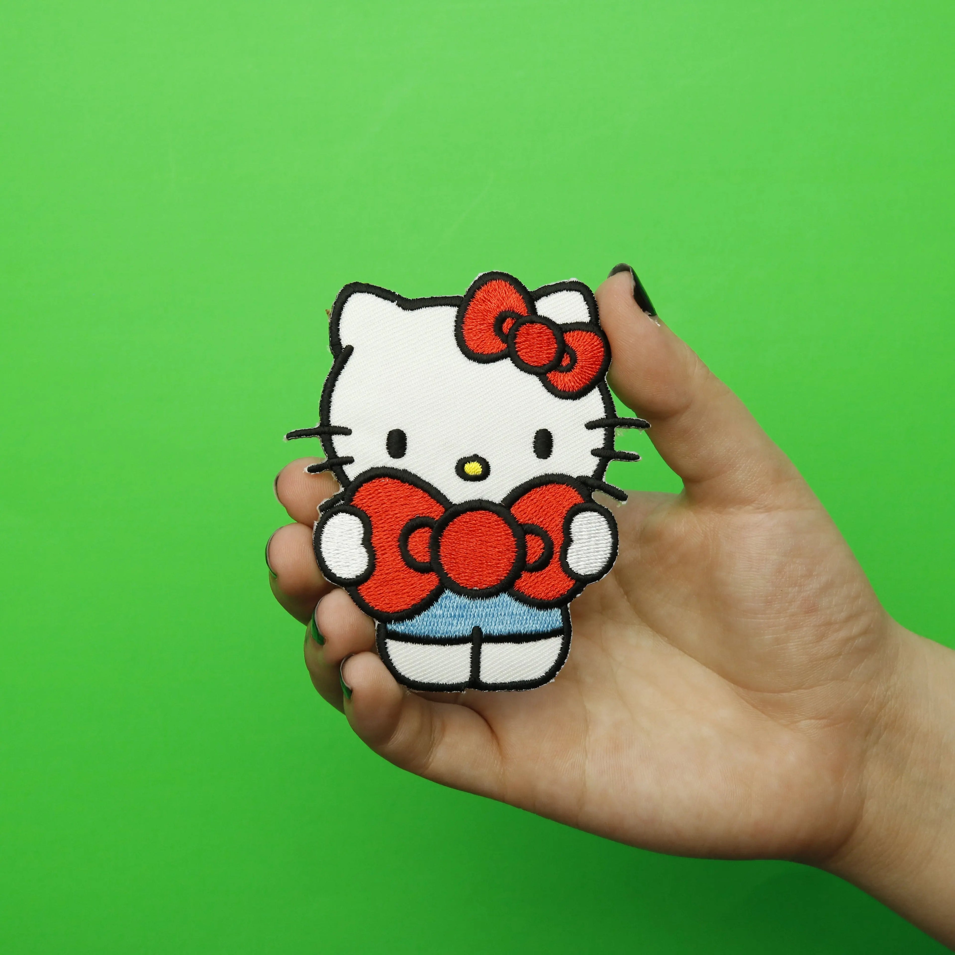 Hello Kitty Holding Red Bow Iron On Embroidered Patch