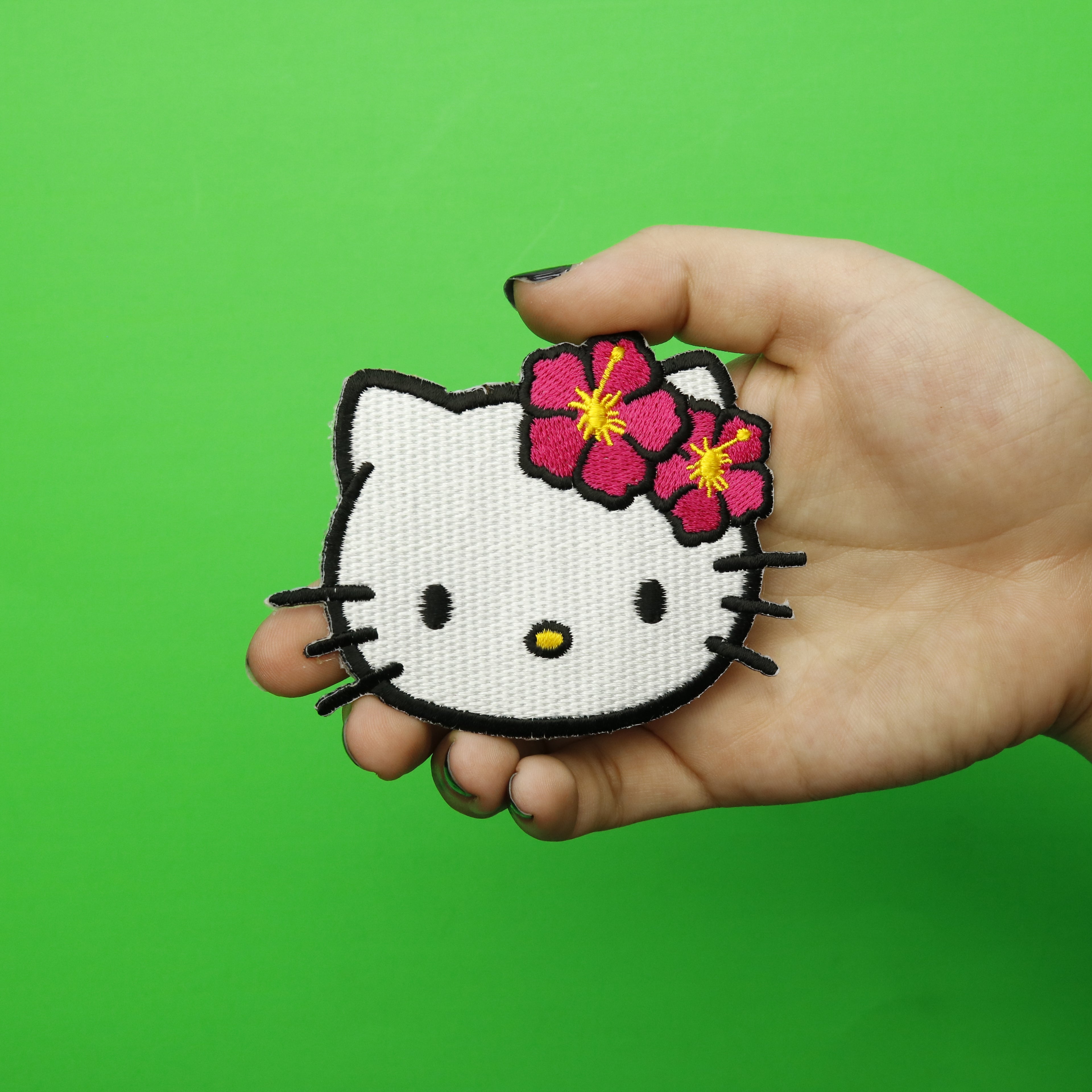 Hello Kitty Hawaiian Flower Head Shot Iron On Embroidered Patch