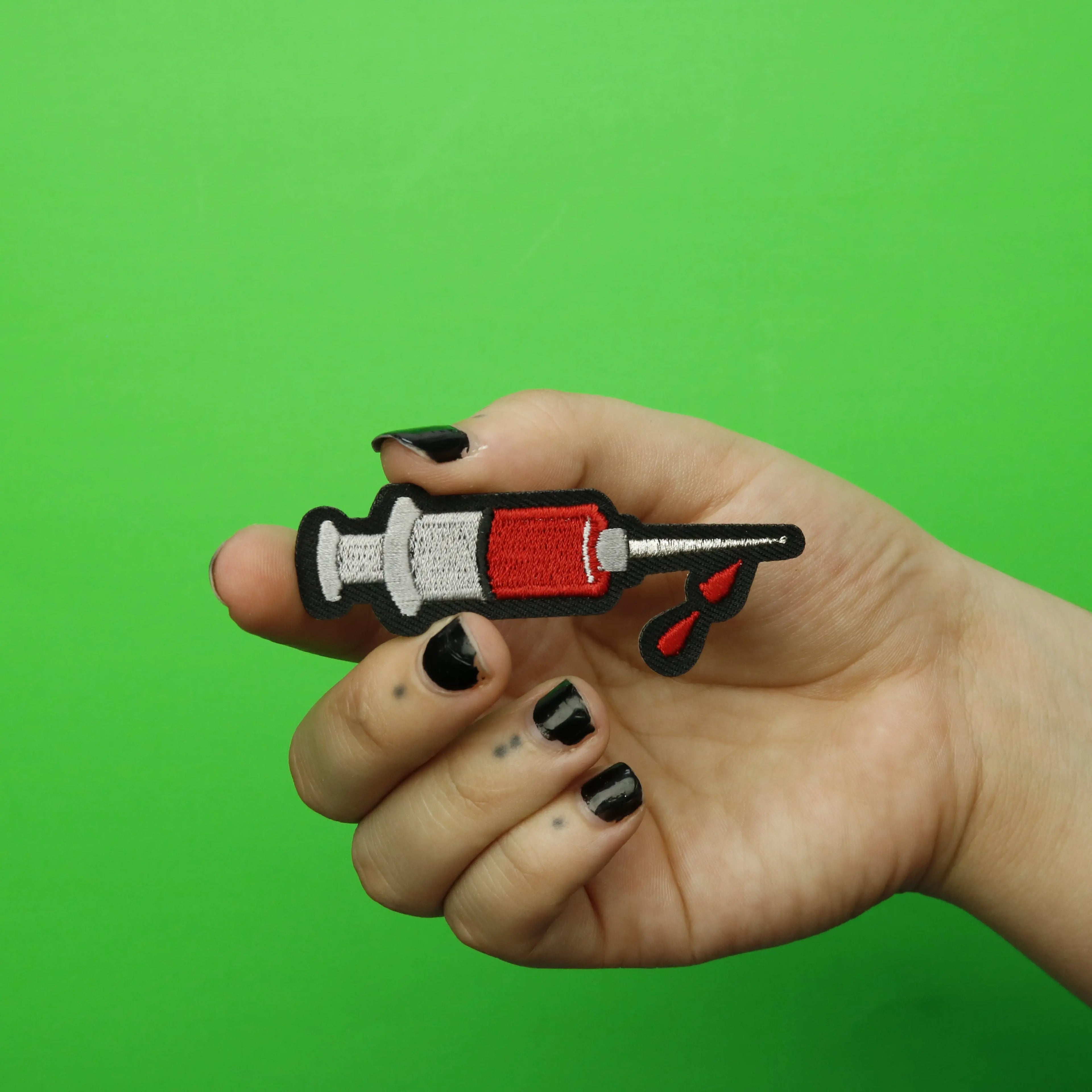 Syringe Emoji Embroidered Iron On Patch