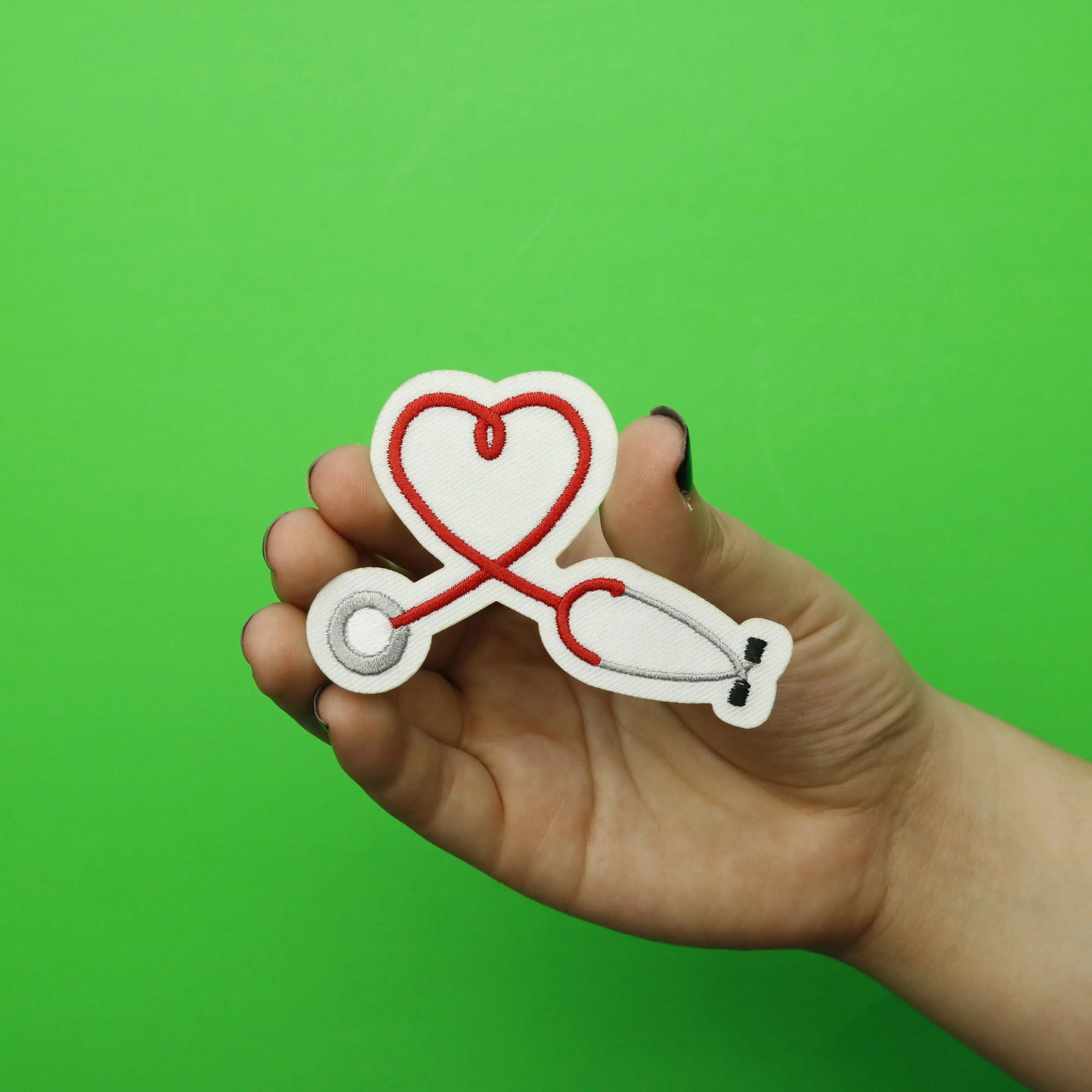 Heart Shaped Stethoscope Embroidered Iron On Patch