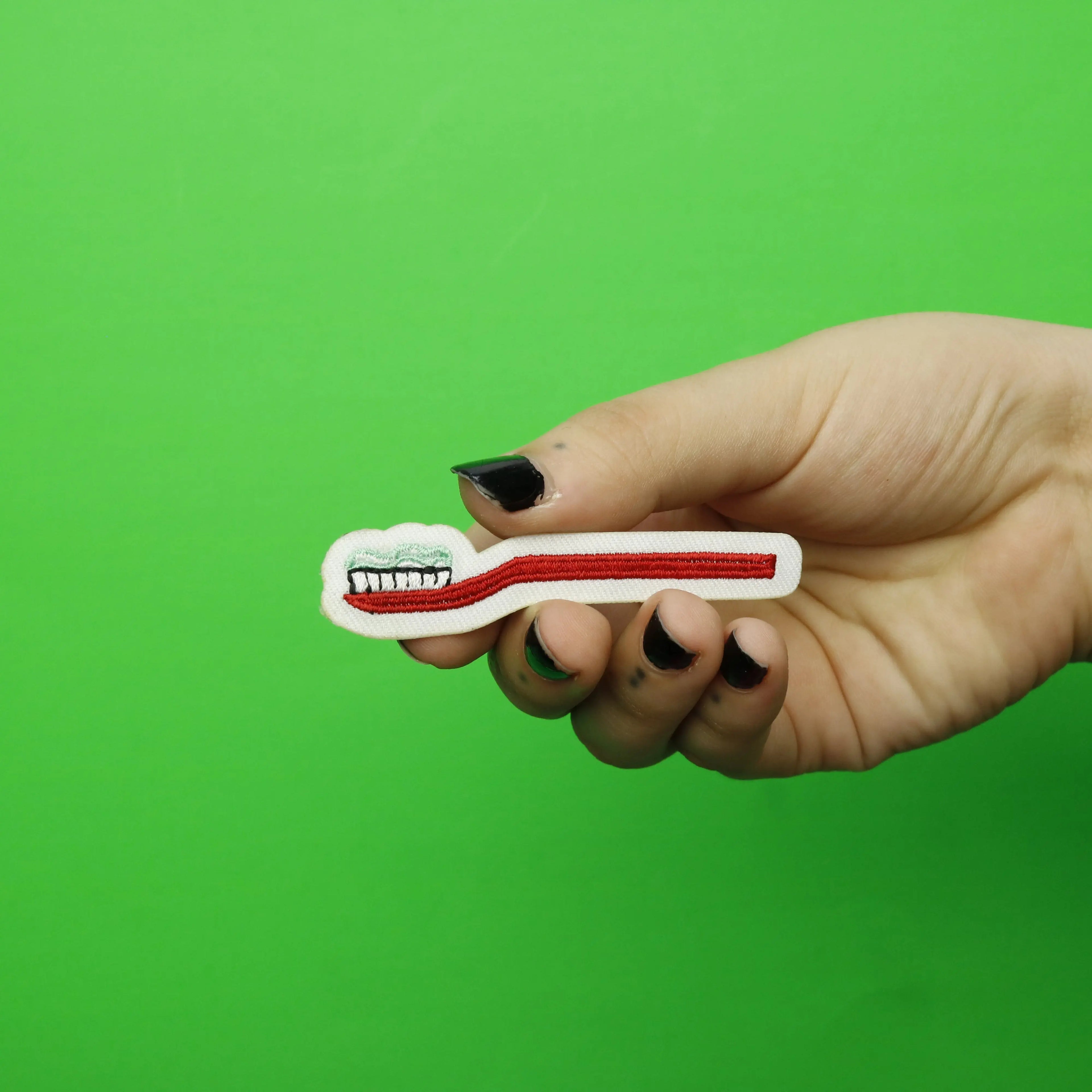 Toothbrush With Toothpaste Embroidered Iron On Patch