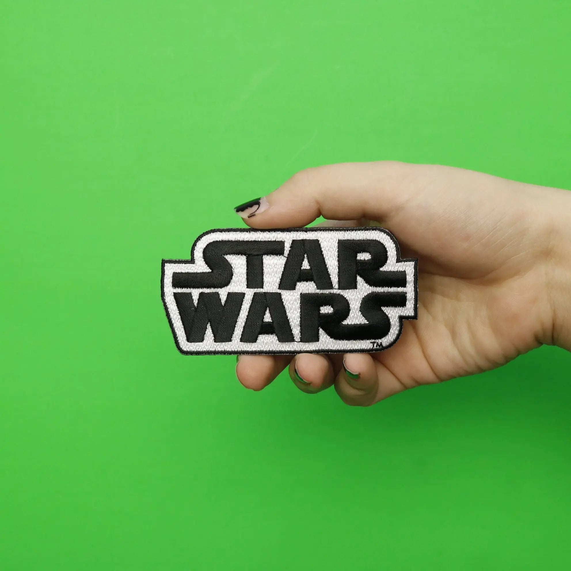 Official Star Wars Logo With Grey Background Embroidered Iron On Patch