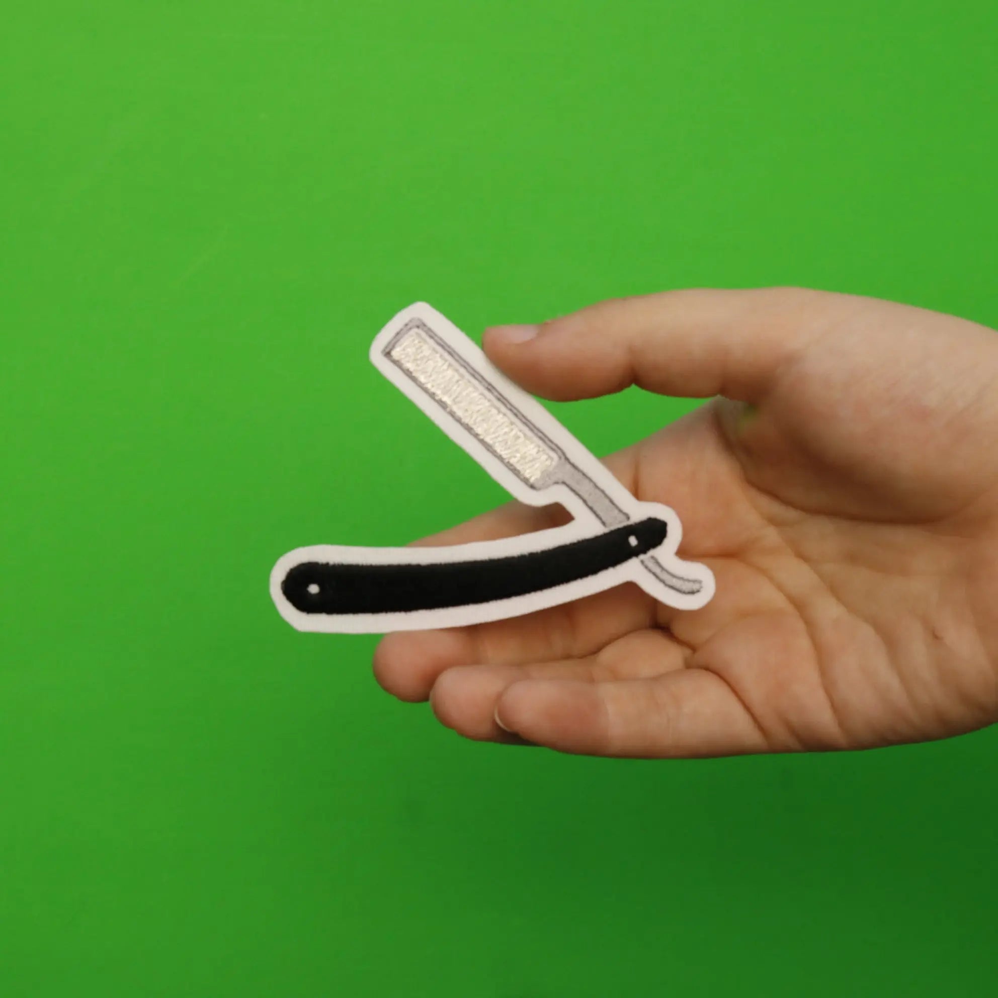 Barber's Straight Razor Embroidered Iron On Patch