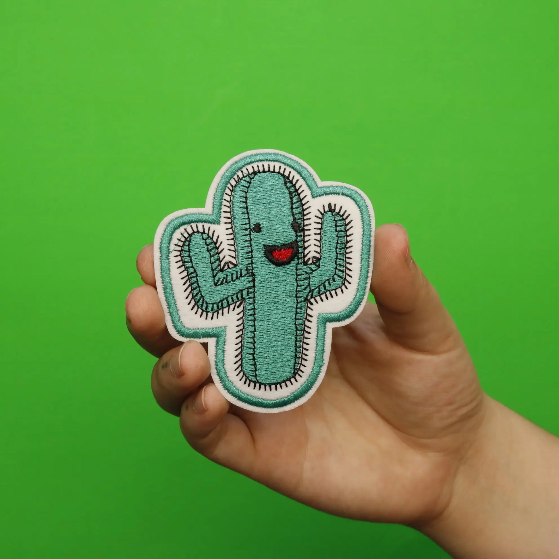 Happy Cactus Embroidered Applique Iron On Patch