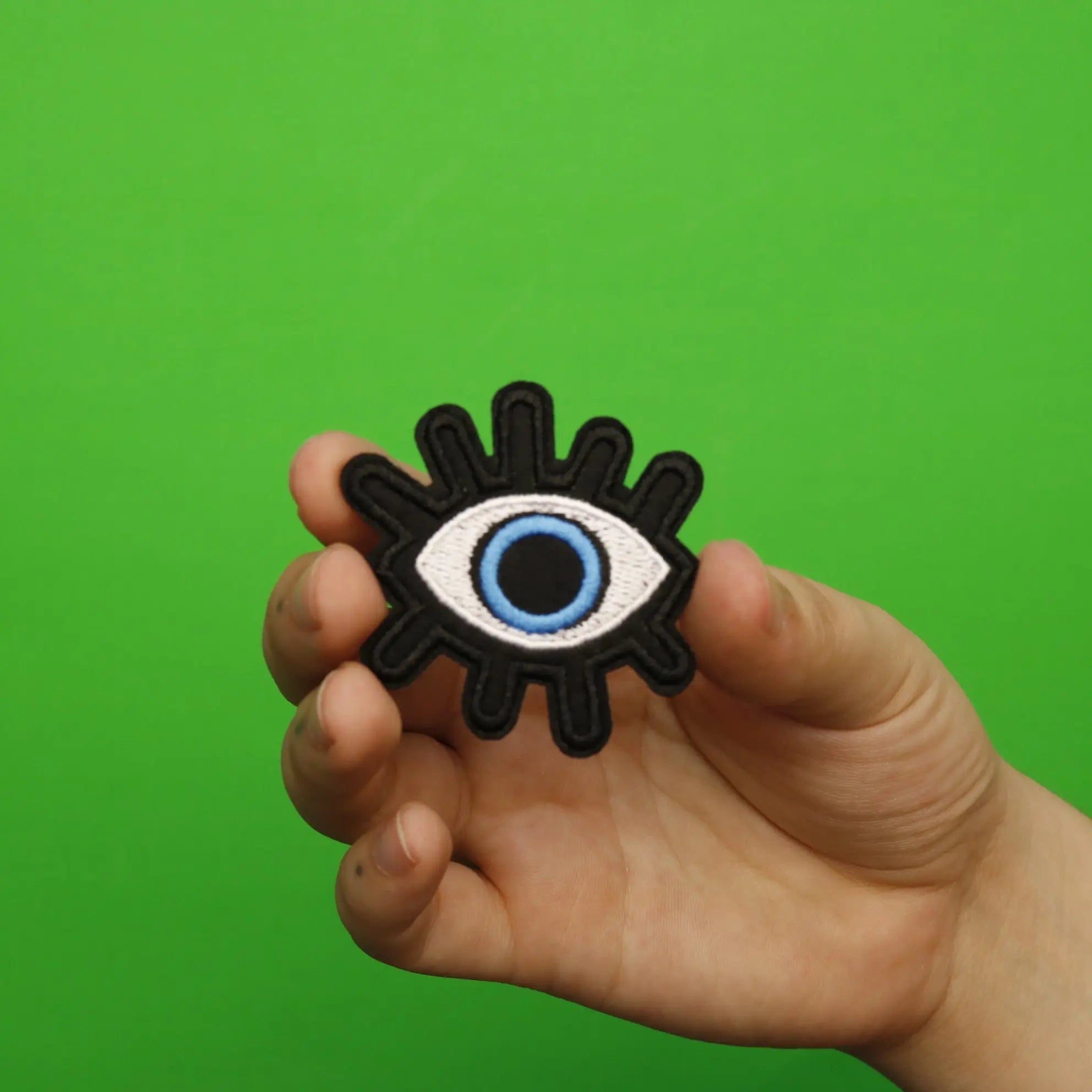 Blue Eye With Lashes Embroidered Iron On Patch